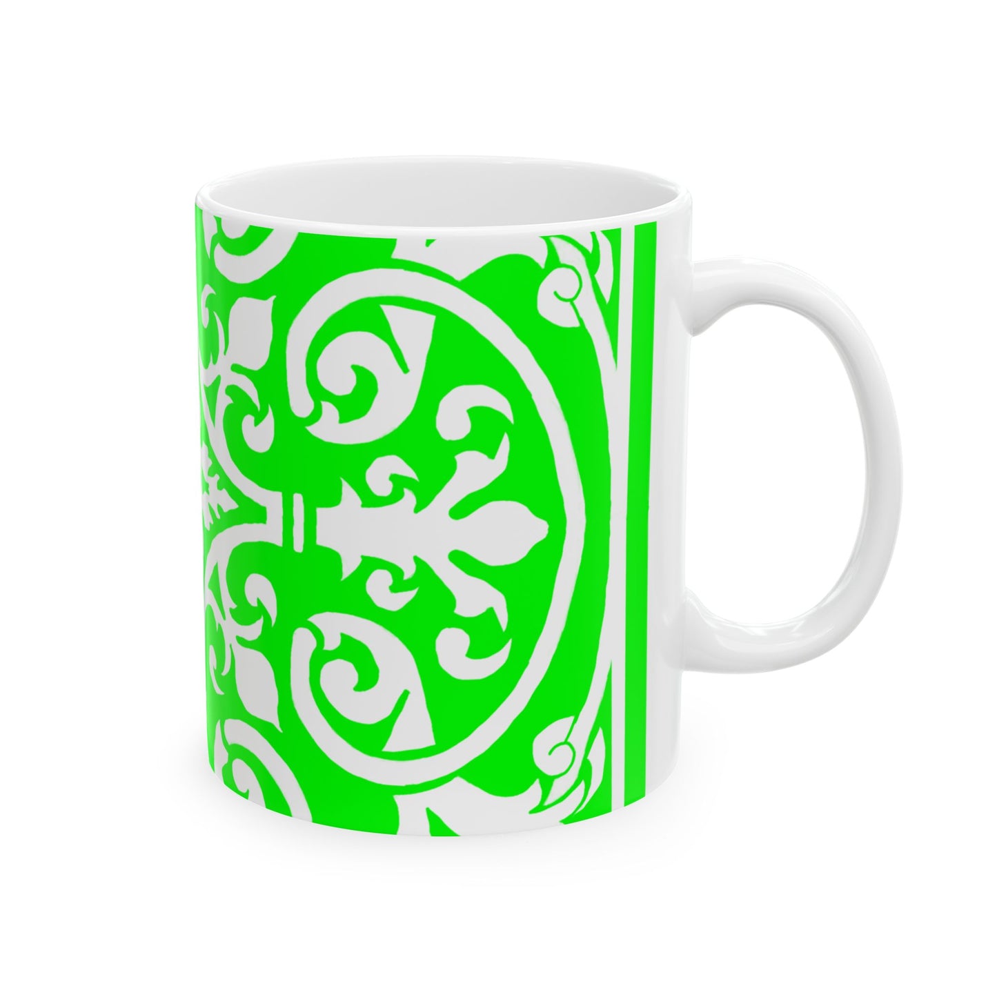 Scrollwork Ceramic Mug Bright Green