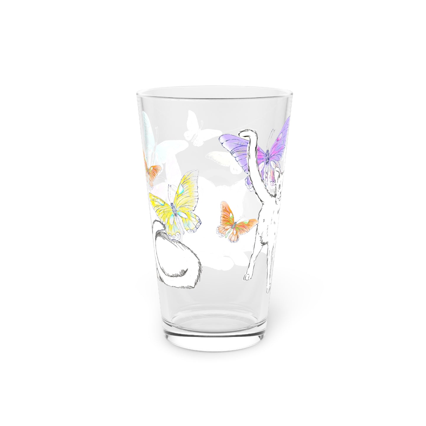 Kitty Flutter Pint Glass, 16oz