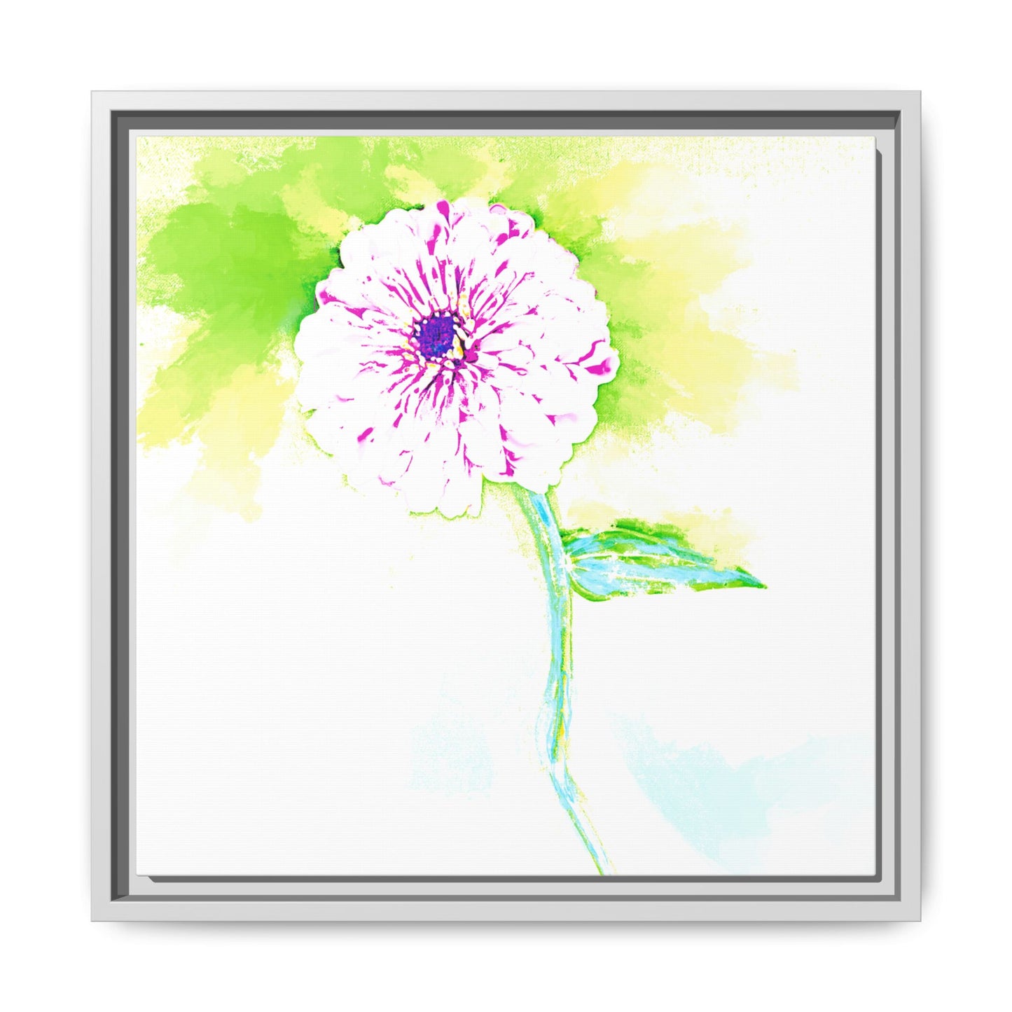 Zinnia Color Splash Matte Canvas Yellow Framed