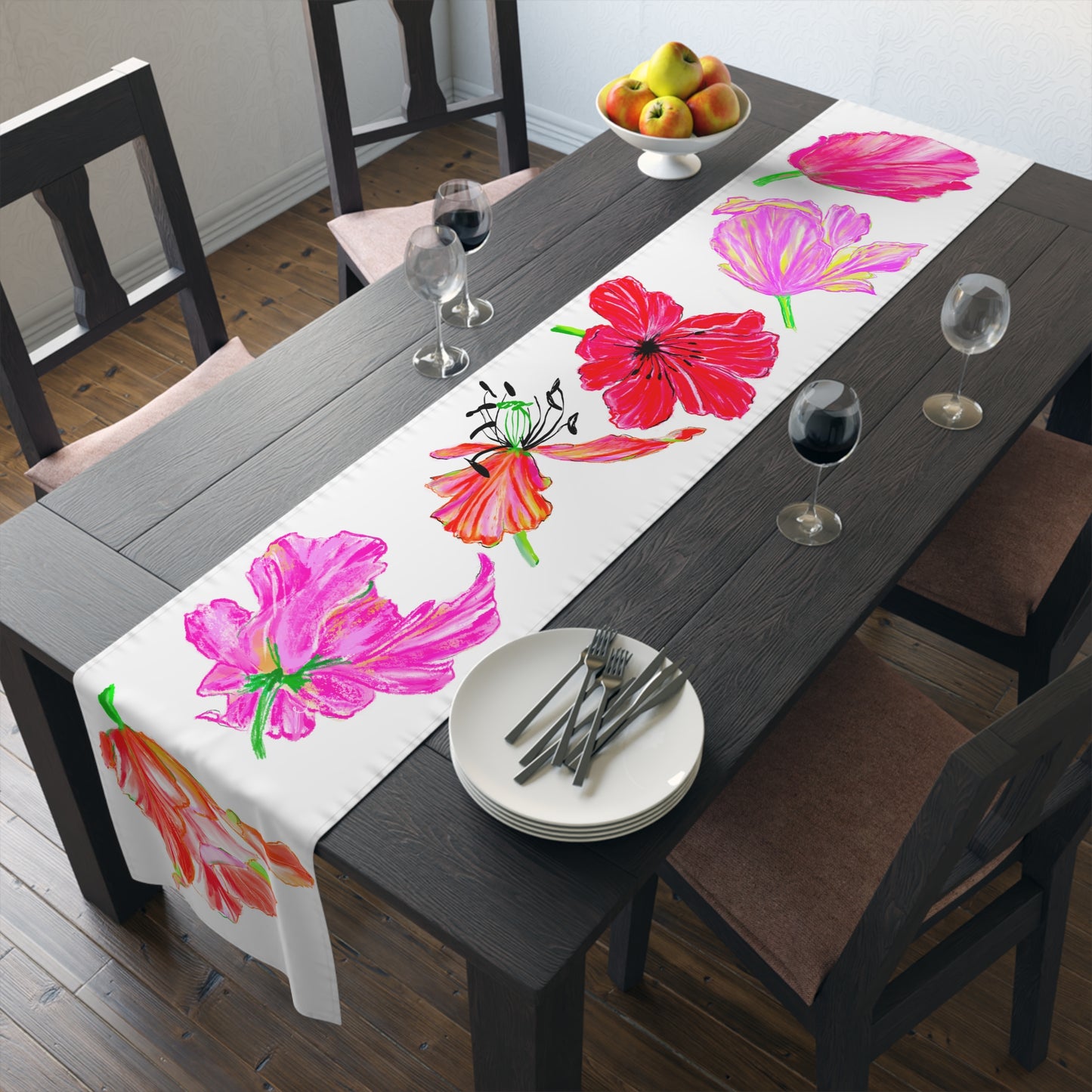Tulip Love Table Runner 16" x 90" Cotton Creamy White OR Polyester Bright White