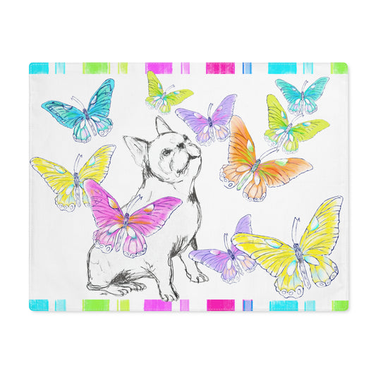 Dogi Butterfly Flutter Cotton Twill Placemat, Bulldog #3