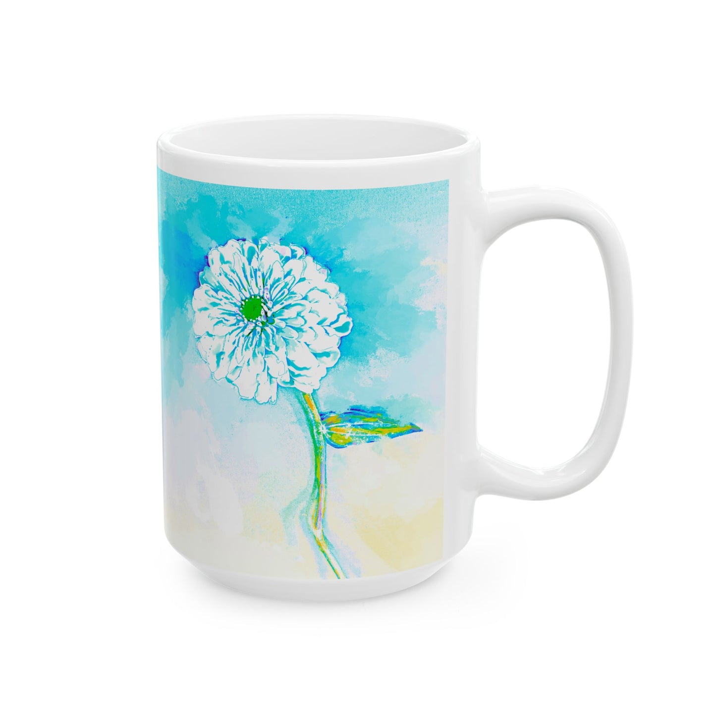 Zinnia Color Splash Mug Aqua “Dare to Live”