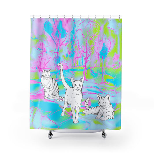 Shower Curtains Kitty Fun