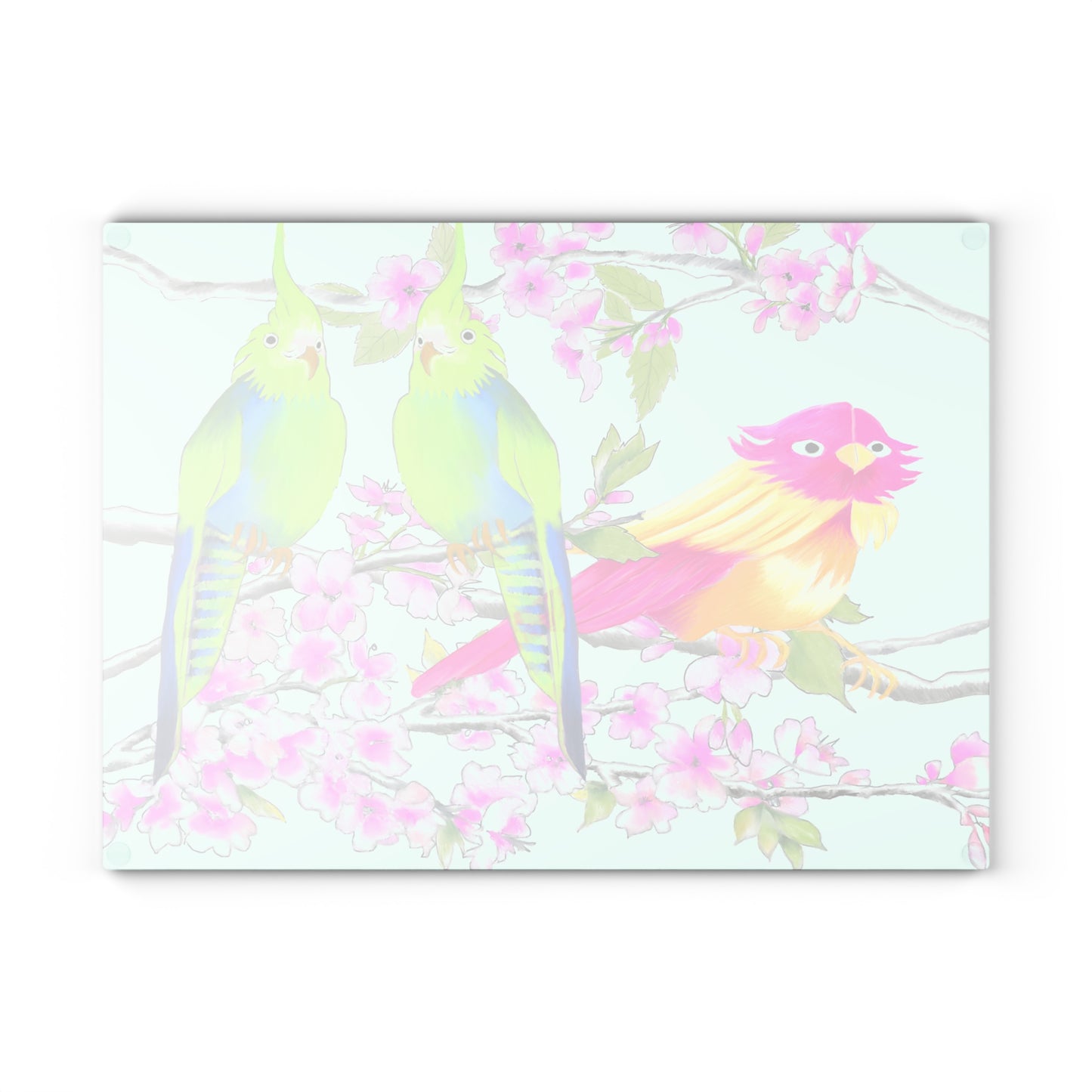 Cherry Chirp Glass Cutting Board
