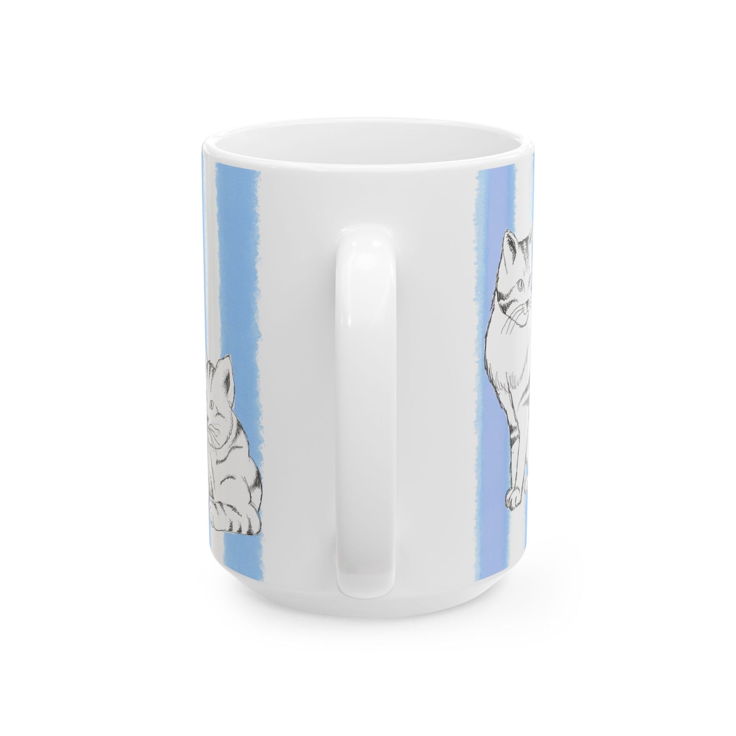 Kitty Fun Mug with Periwinkle Blue Stripes