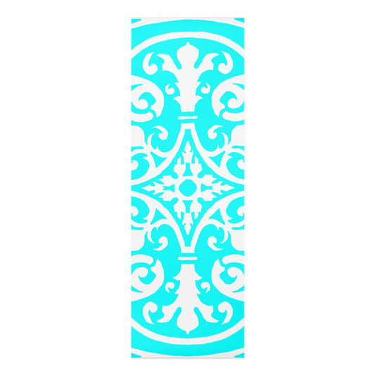 Scrollwork Exercise Mat Aqua