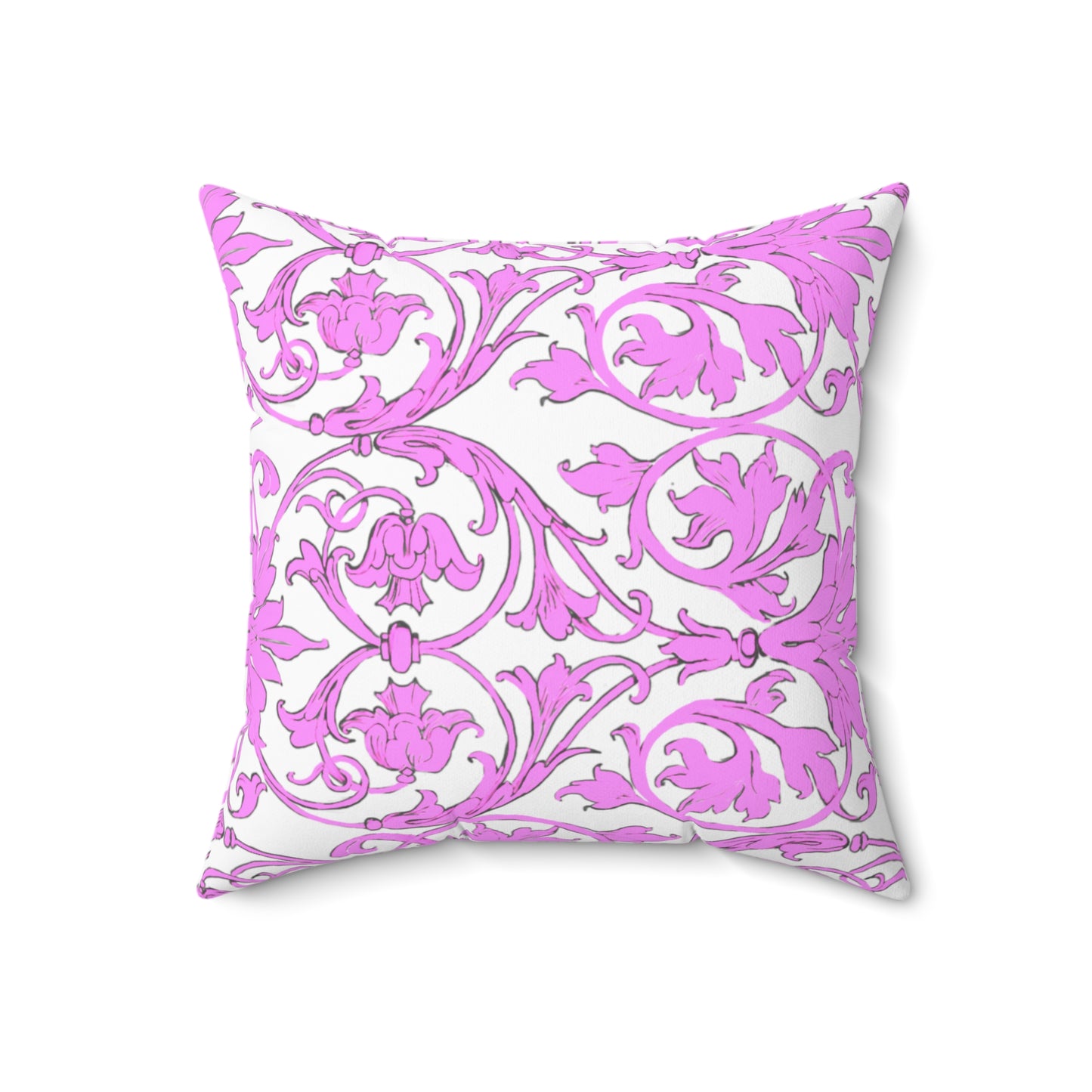 Scrollwork Polyester Square Pillow "Be Joyful..."
