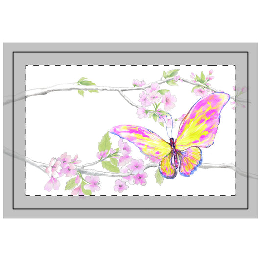 Butterfly Blossom Glide, Quilted Placemat Polyester, Pink, Background Fabric Brighter White, #4
