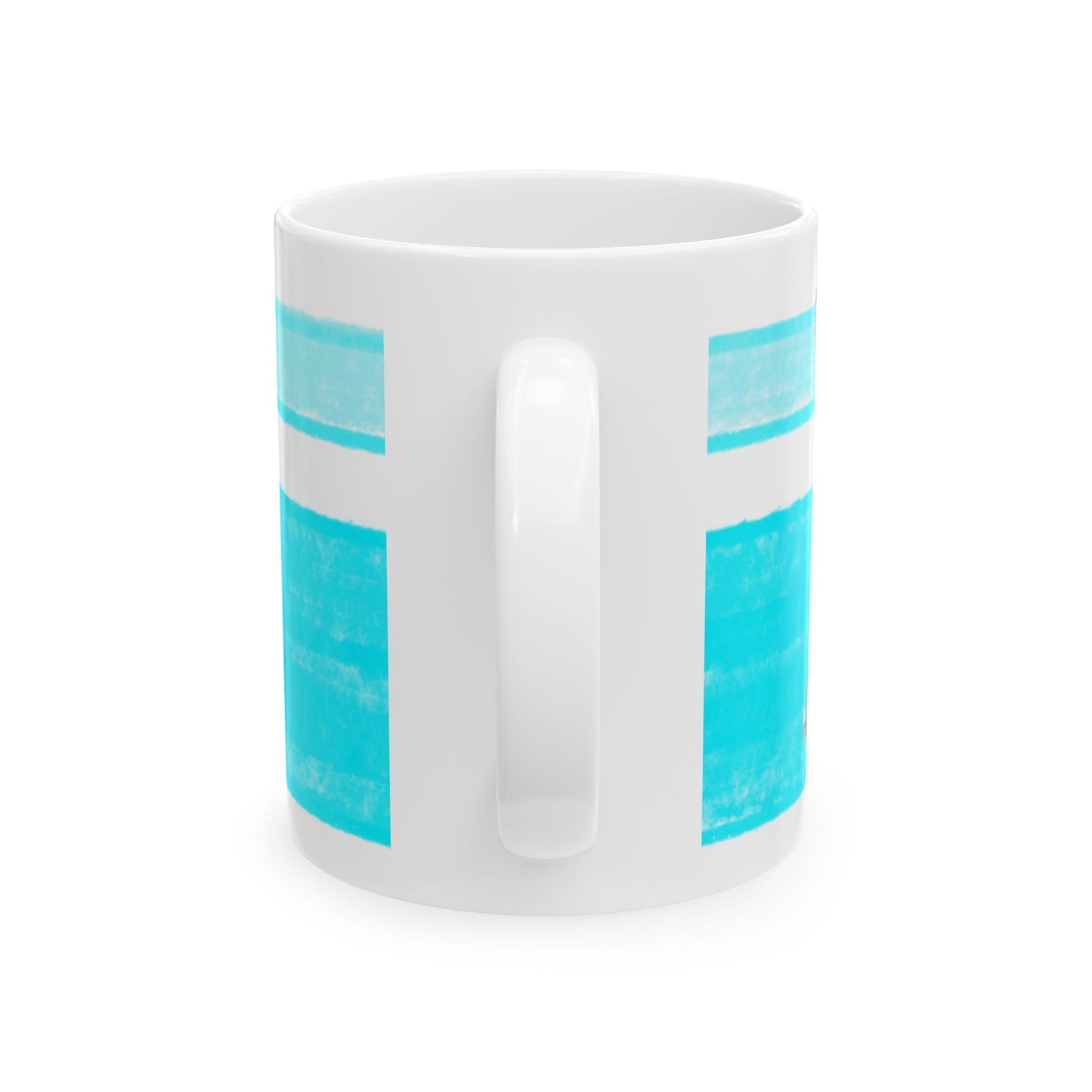 Mega Stripe Dogi Butterfly Flutter Ceramic Mug, (11oz, 15oz), Aqua Chihuahua