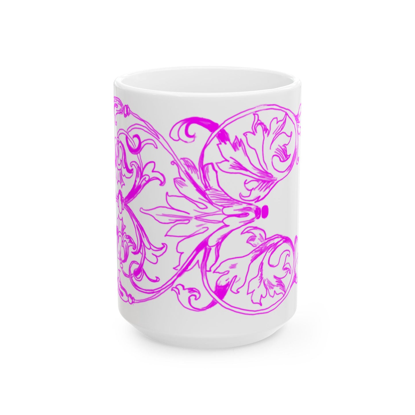 Scrollwork Ceramic Mug Raspberry