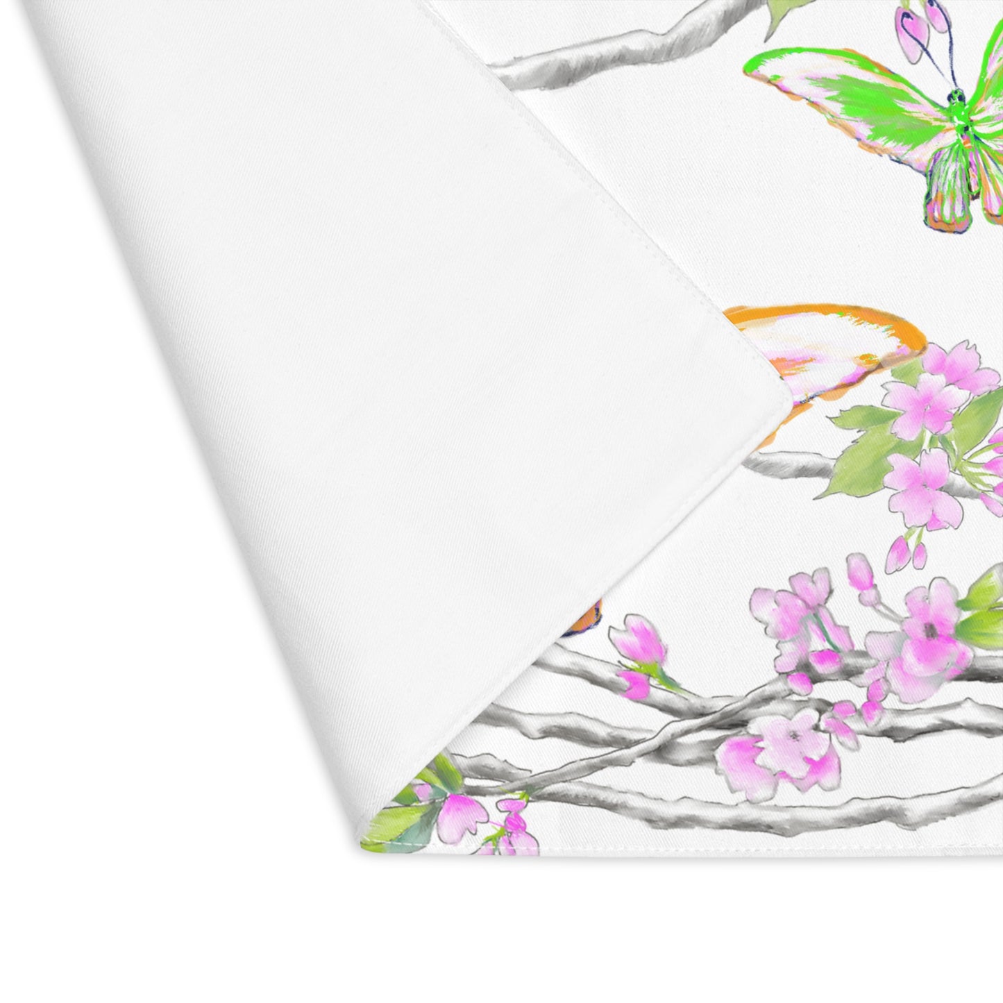 Butterfly Blossom Whirl Cotton Placemat, 1pc Orange, Background color creamier white, #2