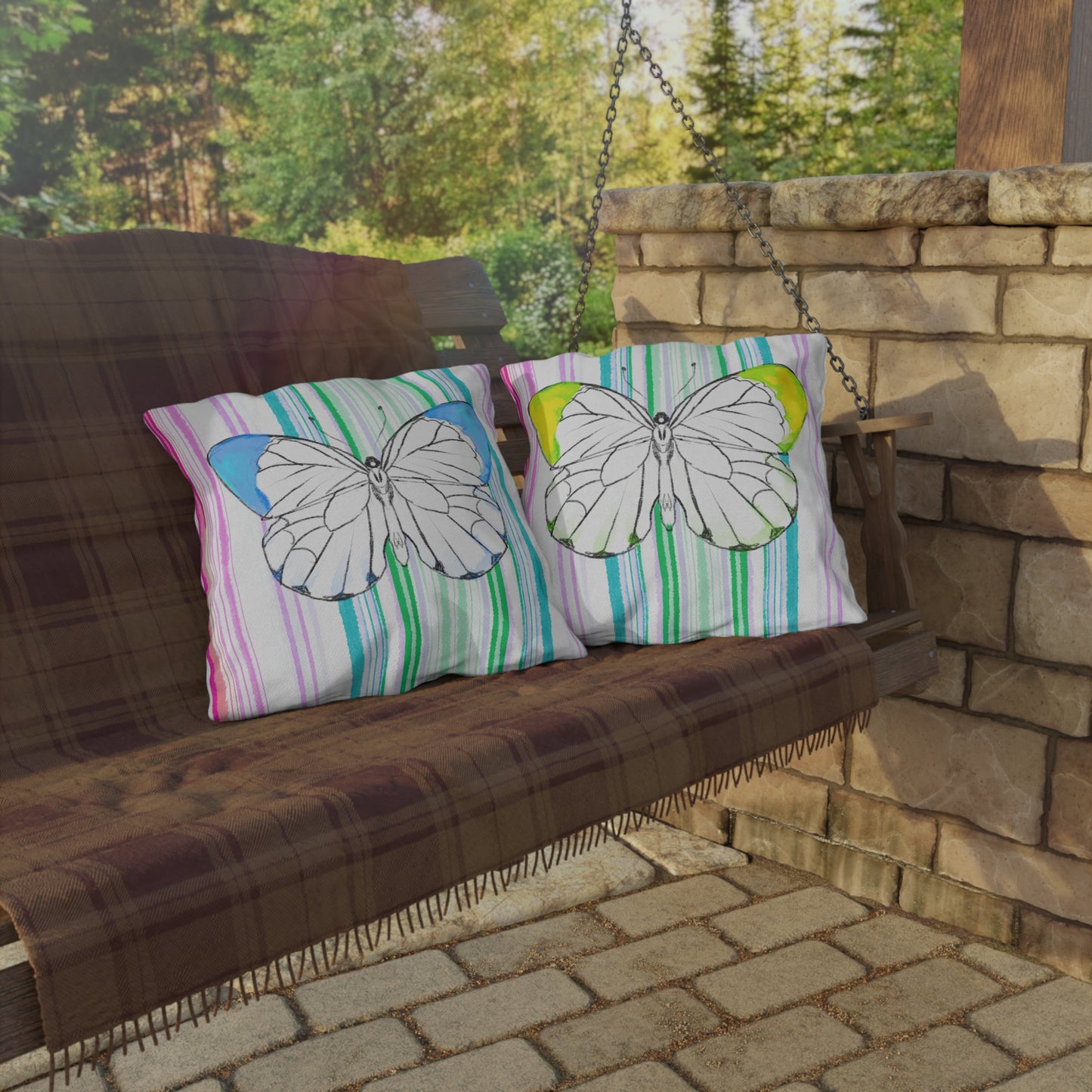 Pillows Outdoor Watercolor Butterfly Whimsy
