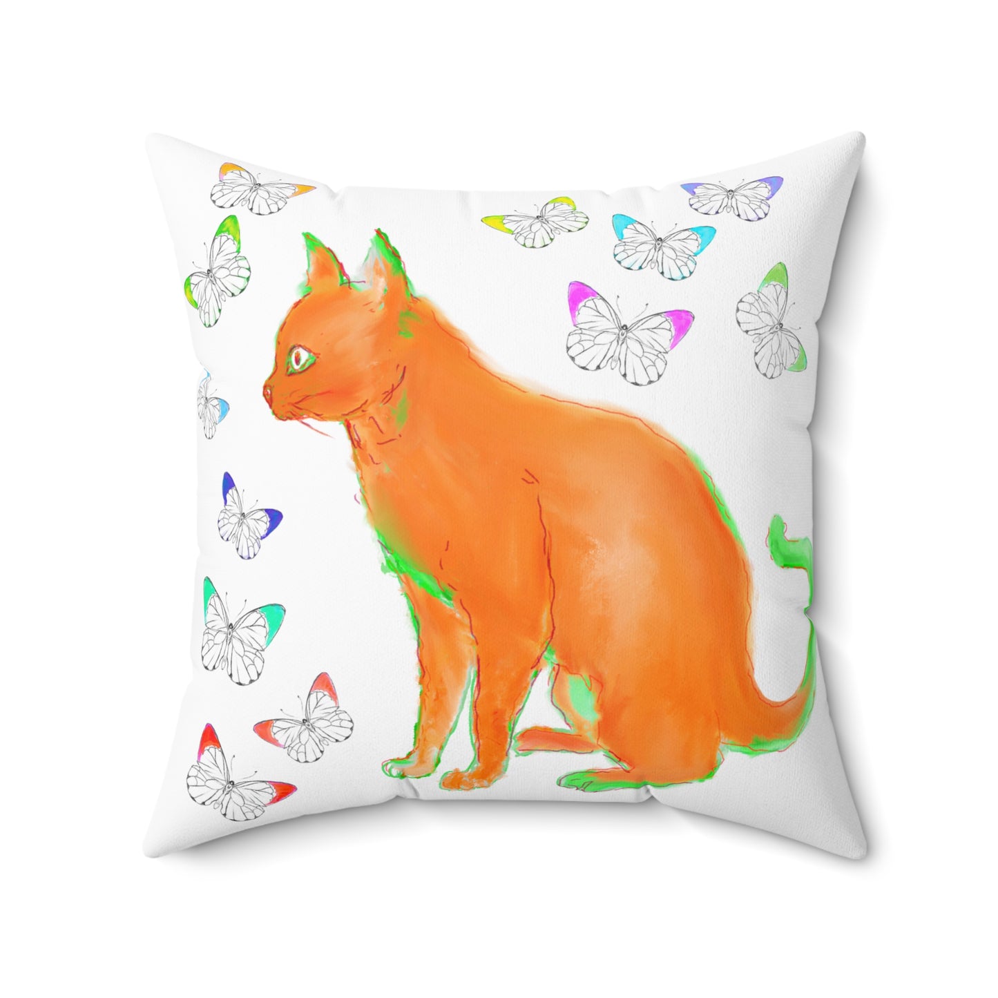 Colorful Cats & Dog Polyester Square Pillow Joy shared...