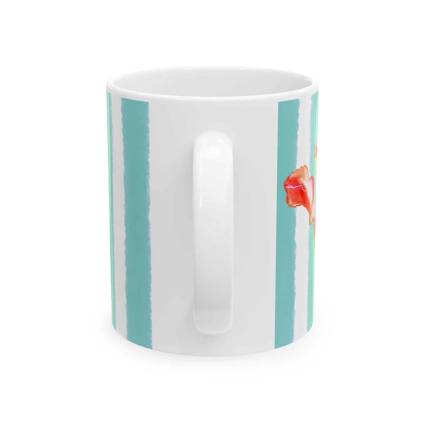 Dancing Tulips Mug Teal Orange
