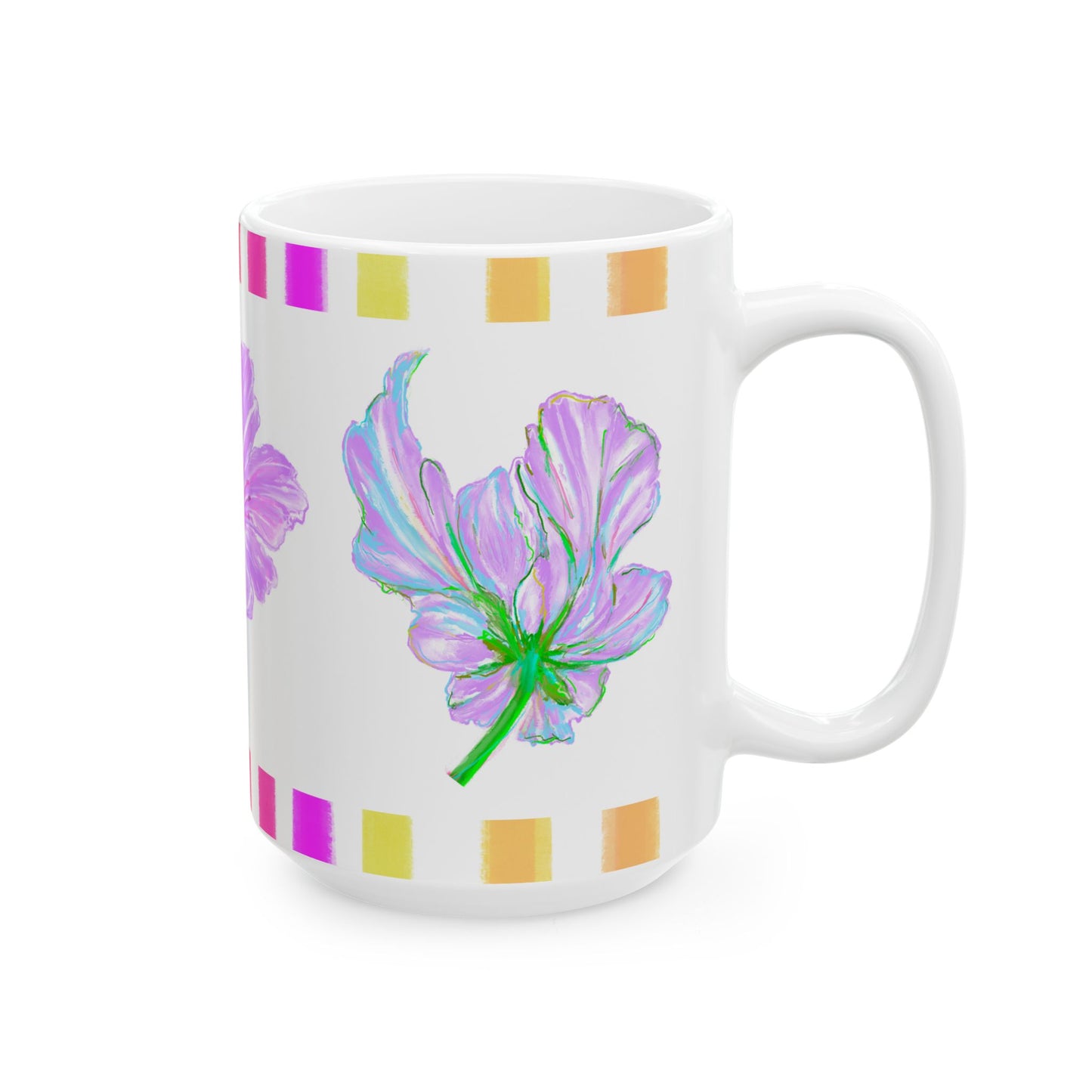 Tulip Love Ceramic Mug, (11oz, 15oz) Lilac, Aqua