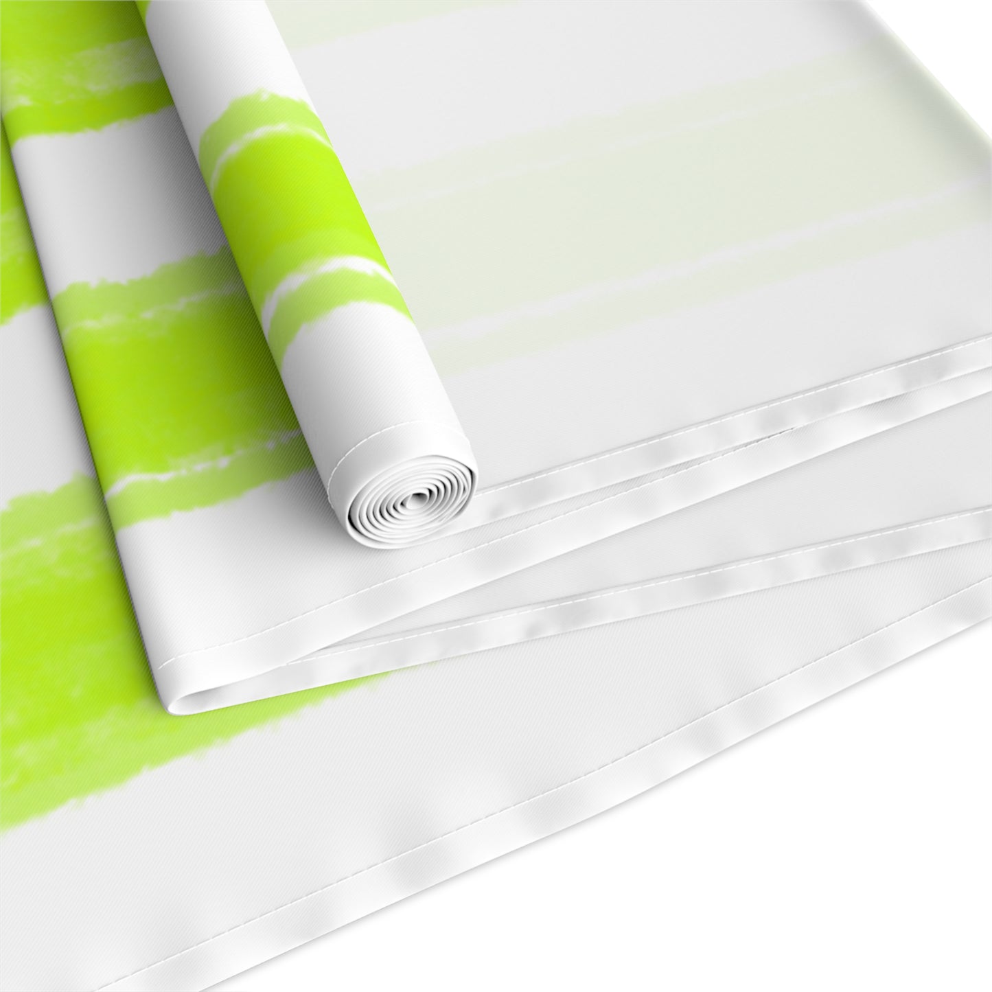 Mega Stripe Table Runner (Cotton Creamy White, Poly Bright White), Spring Green