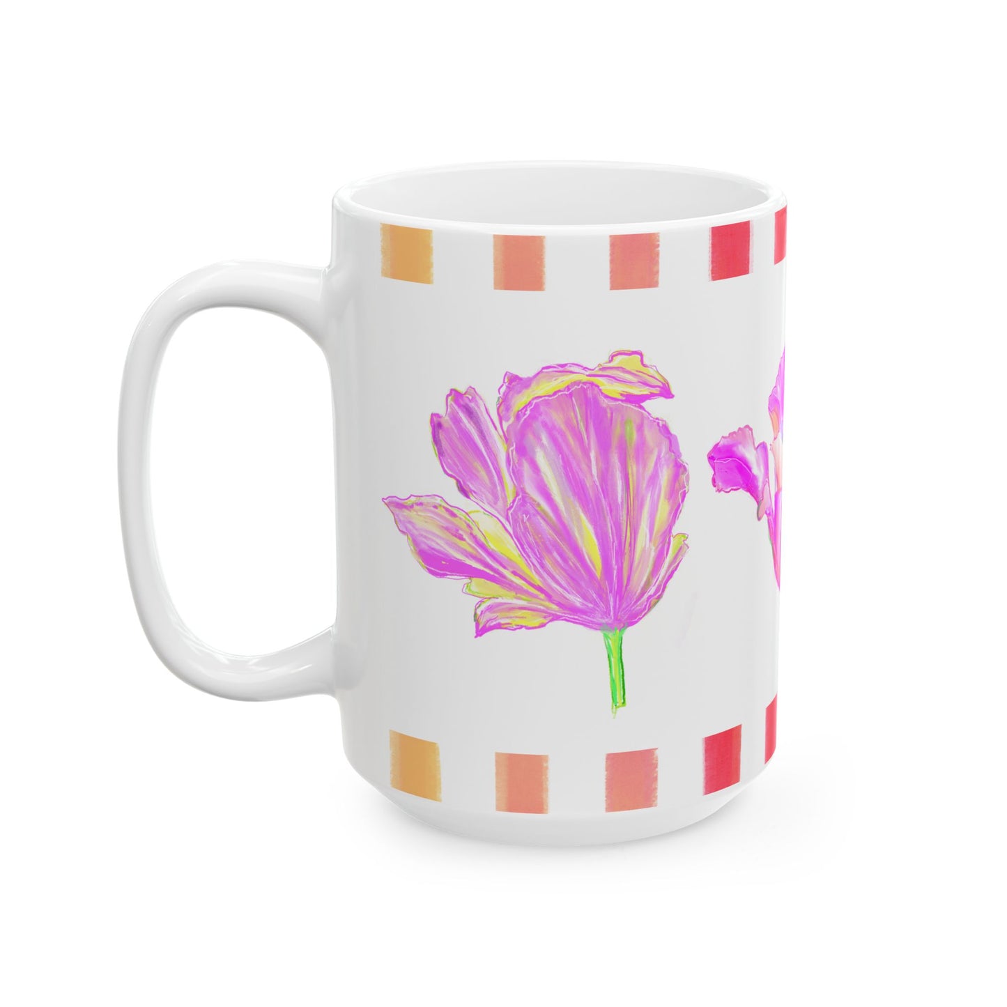 Tulip Love Ceramic Mug, (11oz, 15oz) Pinks