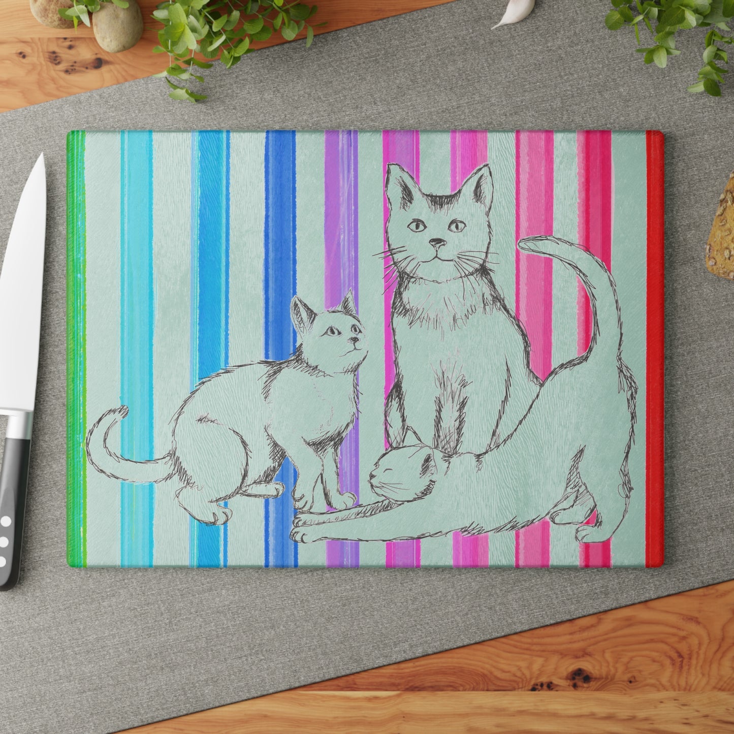Kitty Fun Glass Cutting Board