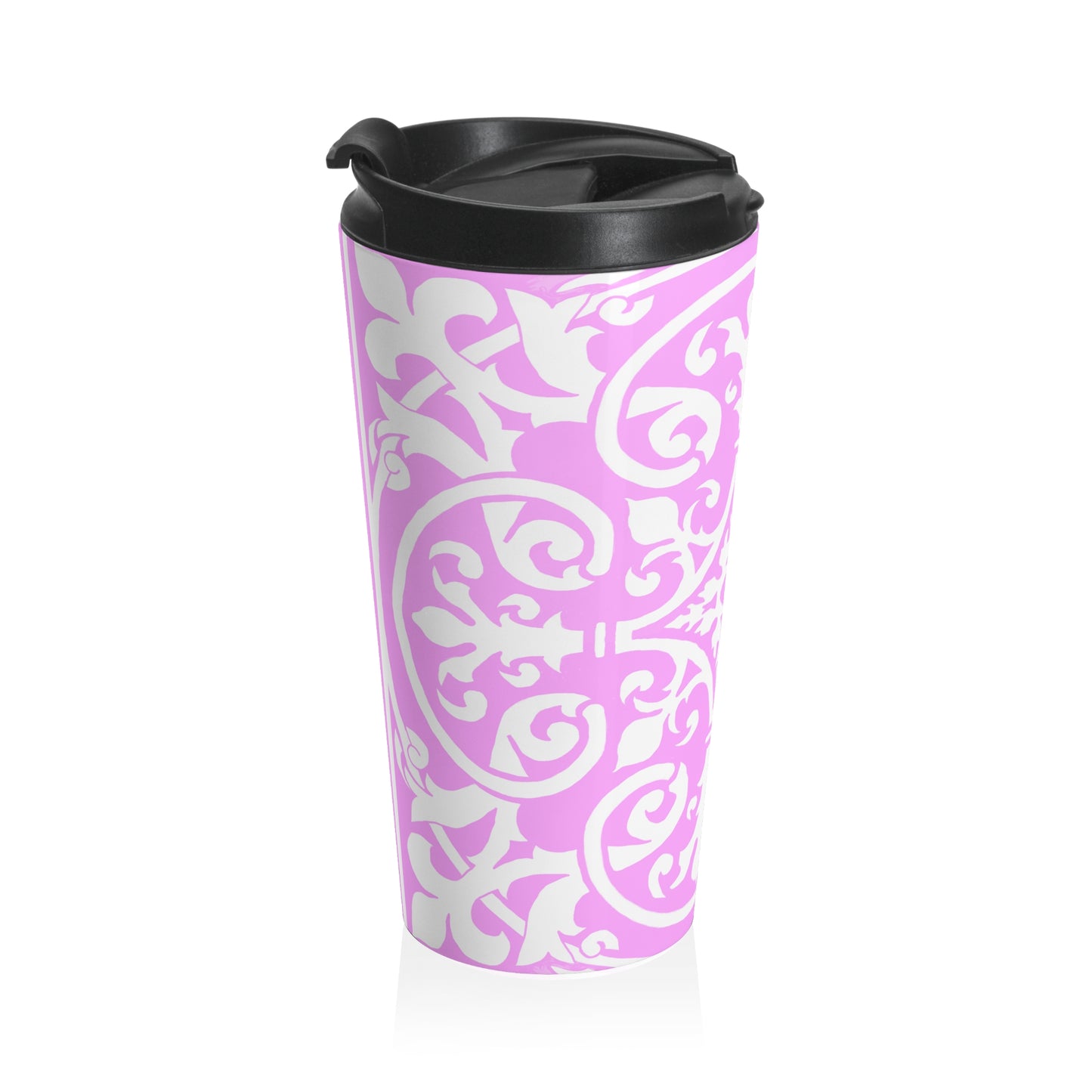 Scrollwork Stainless Steel Travel Mug "Progress not perfection"