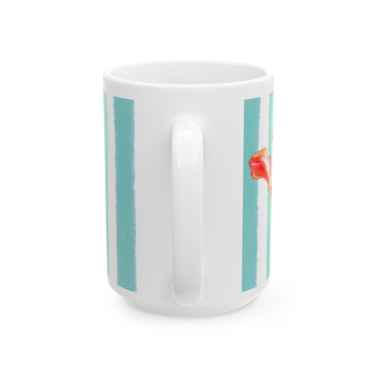 Dancing Tulips Mug Teal Orange