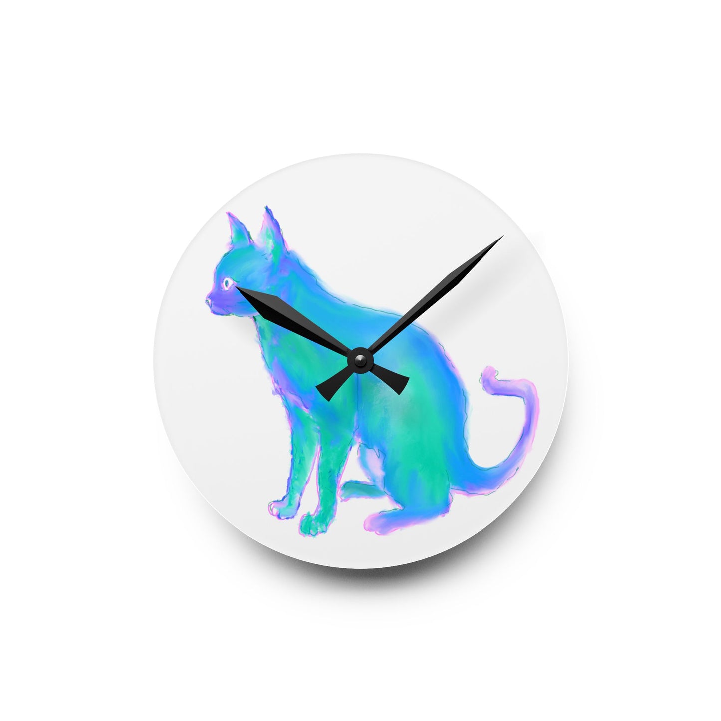 Colorful Dogs & Cats Wall Clock in Blue and Green