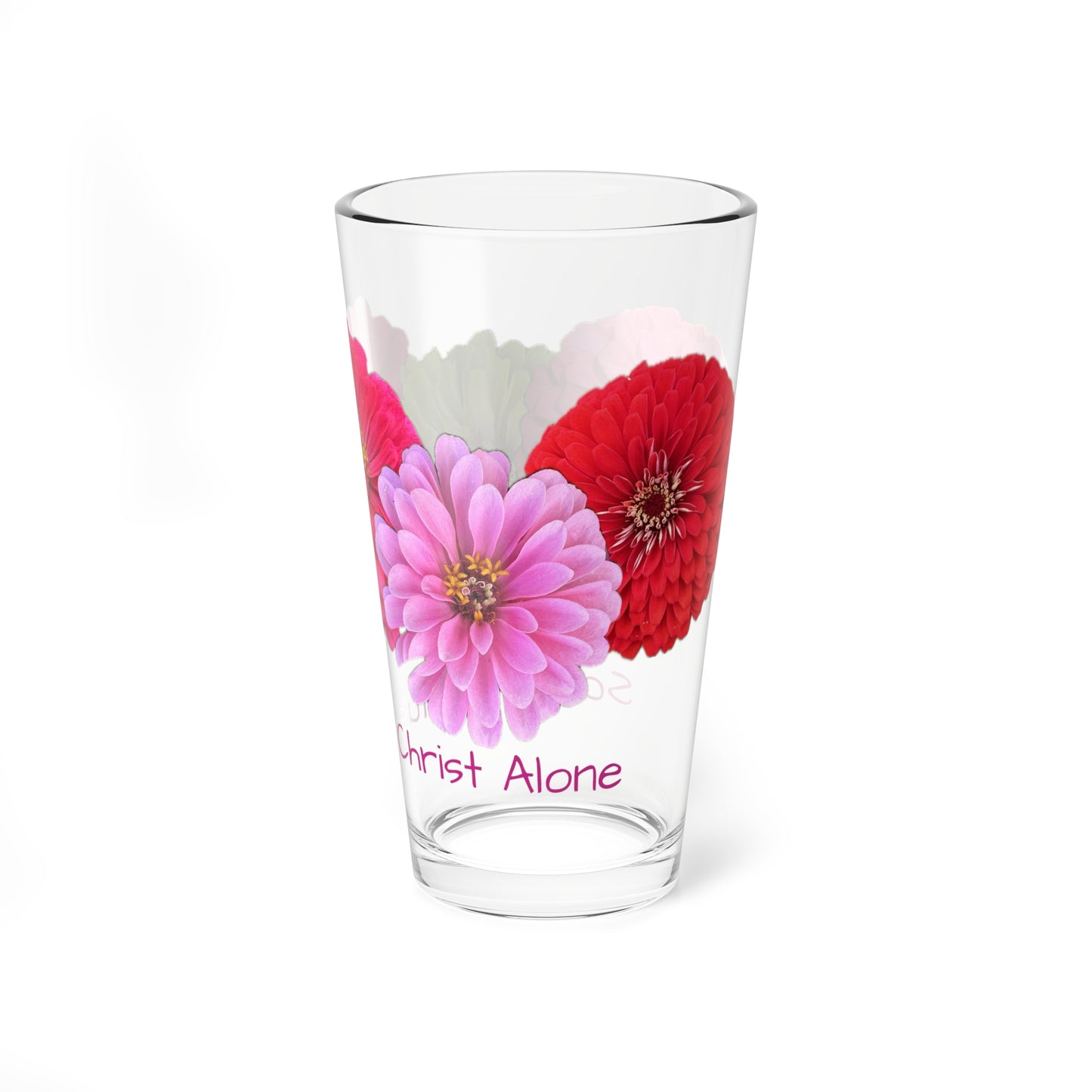 Zinnia Pint Glass Solus Christus - Christ Alone