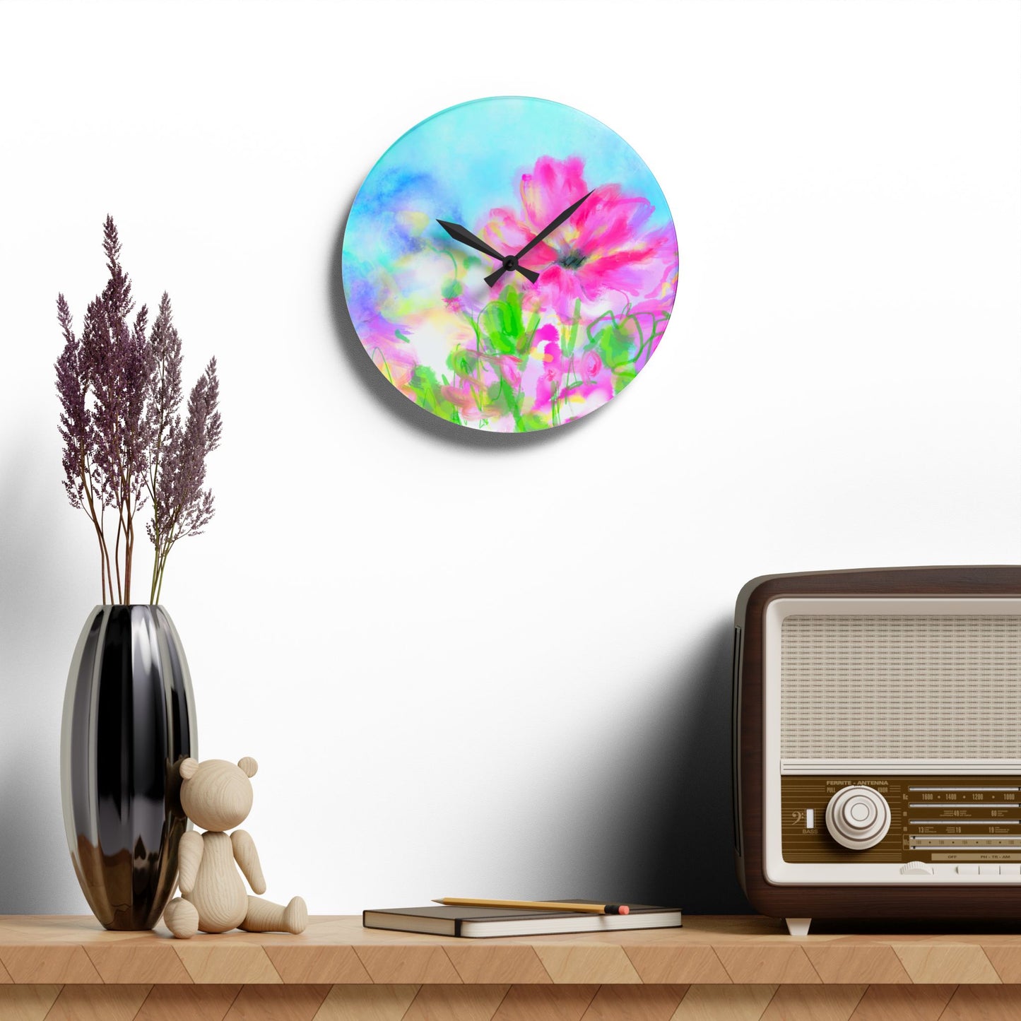 Kitchen & Dining, Office Joyful Landscapes Wall Clock, Aqua Skies