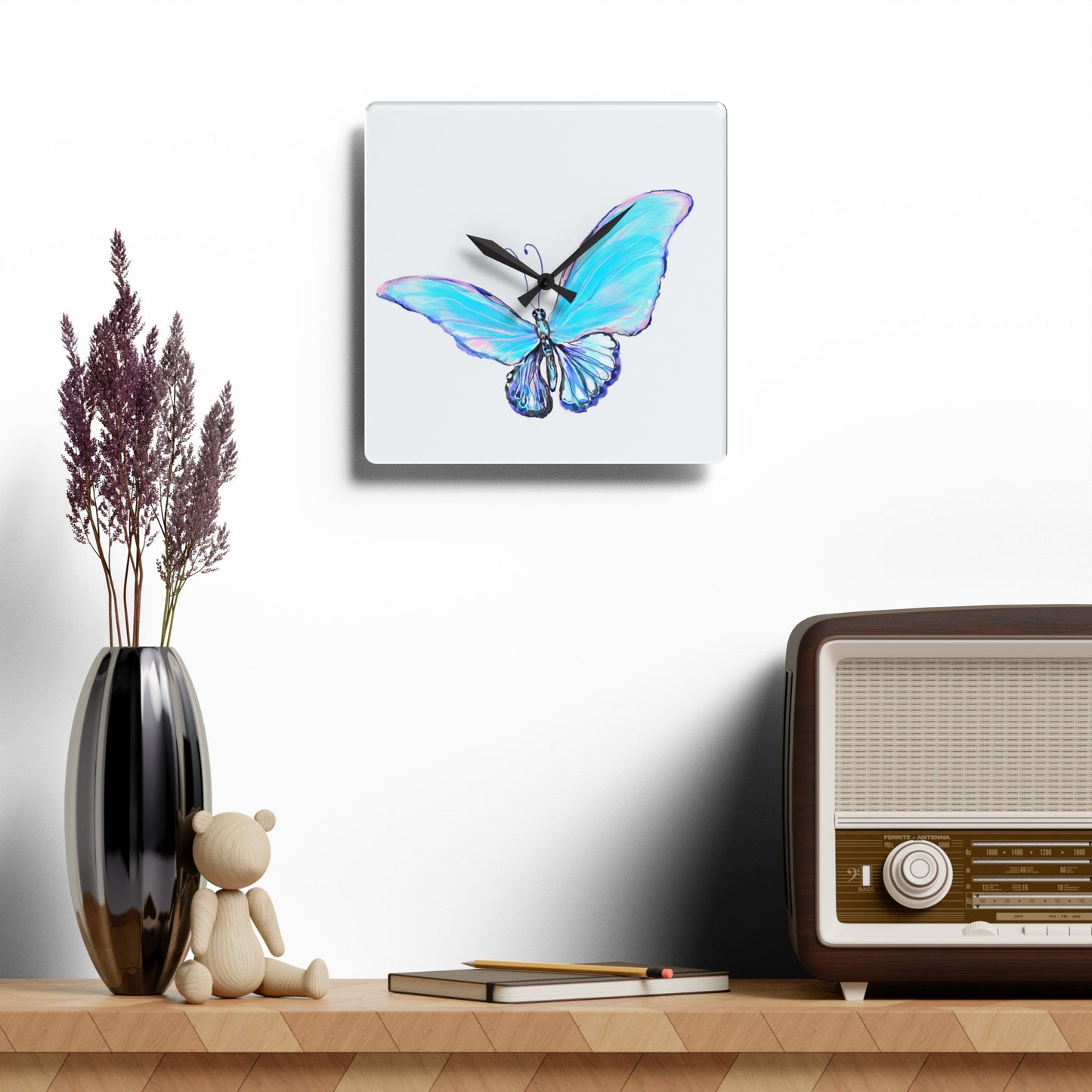 Blossom Glide Acrylic Clock Blue