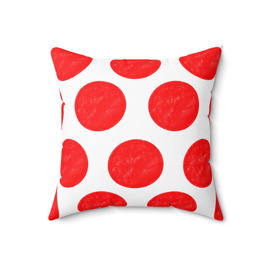 Polka Dot Palette Polyester Square Pillow red