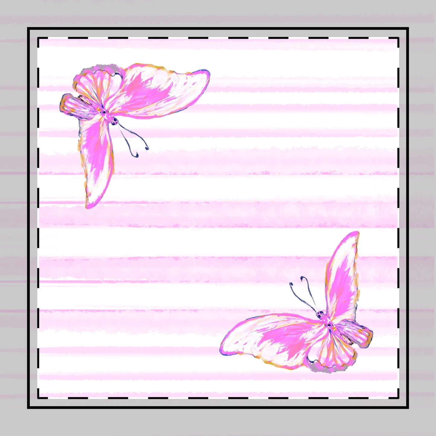 Butterfly Blossom Whirl Cotton Twill Napkin, Pink, Fabric Background Creamy White, #8