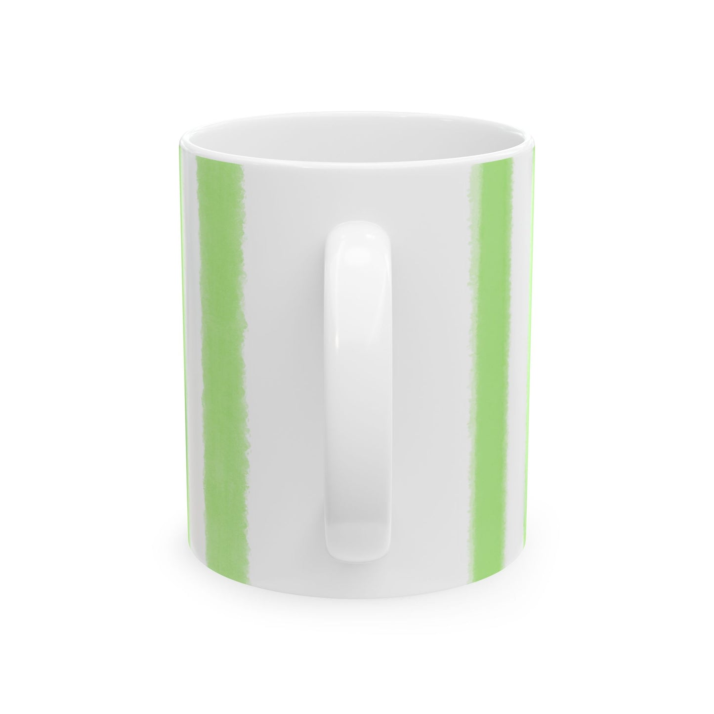 Watercolor Stripes Ceramic Mug in Light Green, 11oz