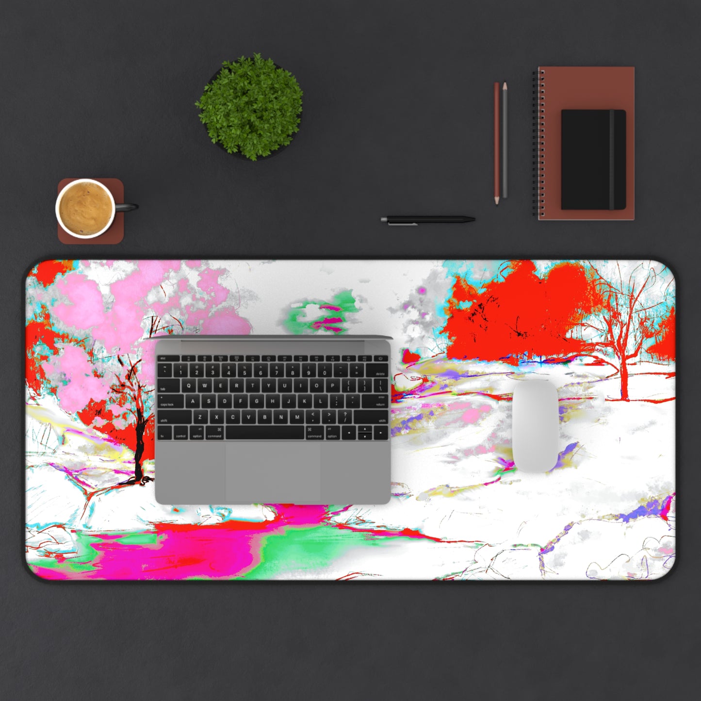 Joyful Landscapes Desk Mat, Yellow and Blue