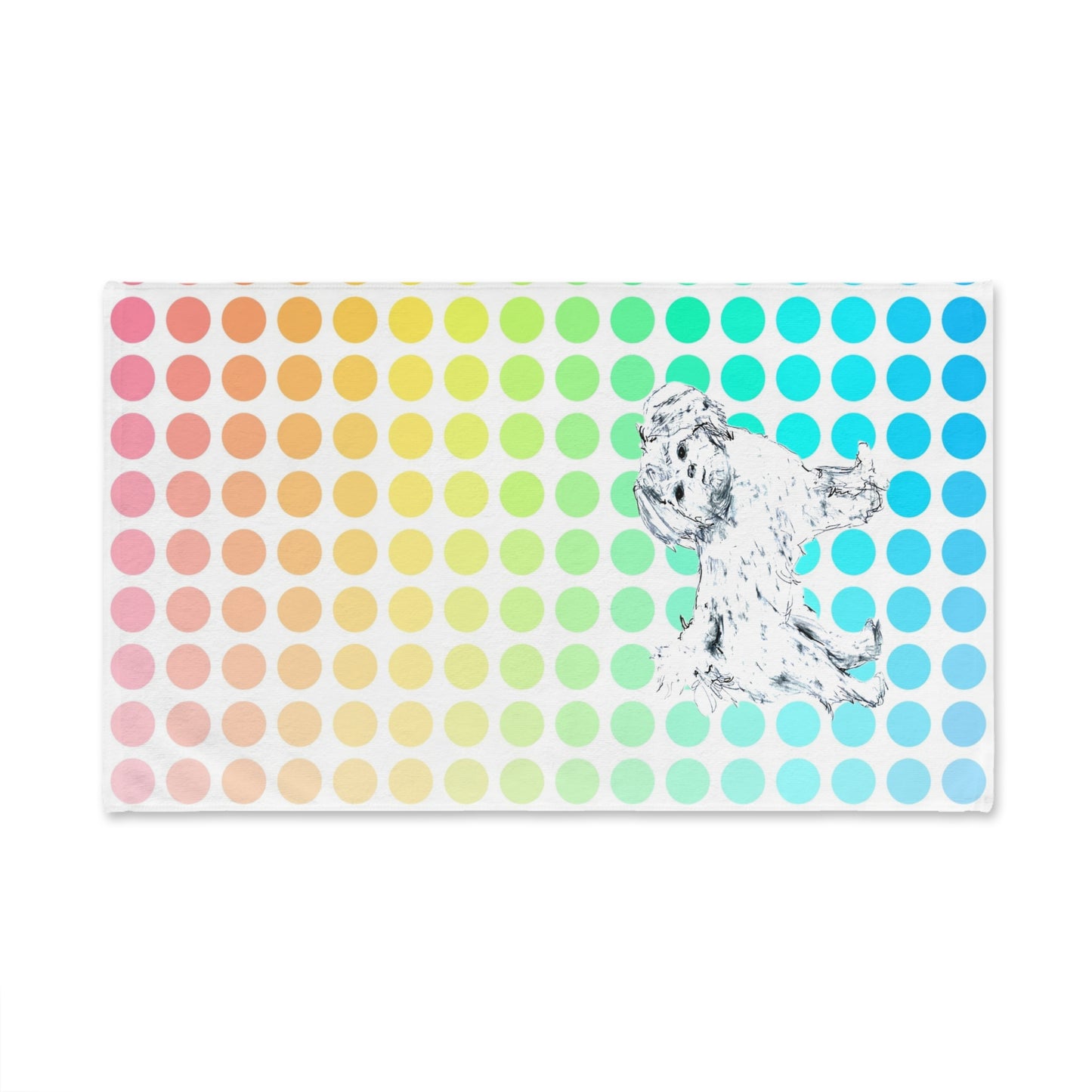 Dogi Fun Hand Towel, Shih Tzus and Multi-Color Polka Dots