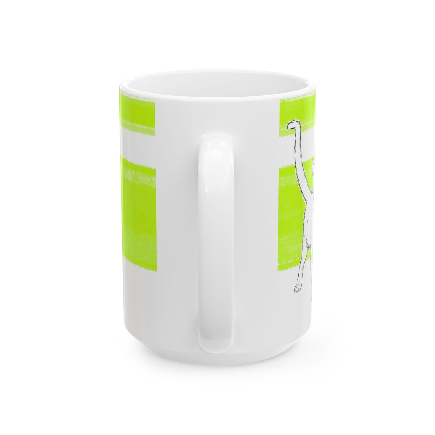 Mega Stripe Kitty Butterfly Flutter Ceramic Mug Lime