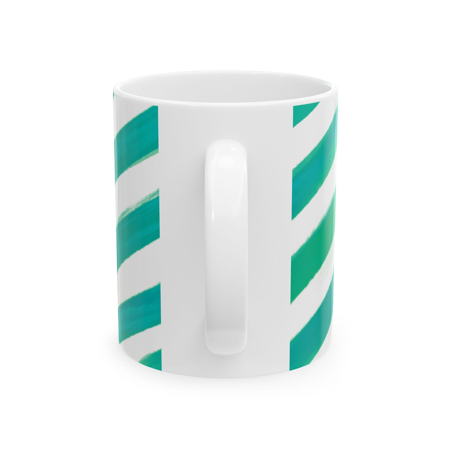 Diagonal Stripe Ceramic Mug in Blue Green, 11oz