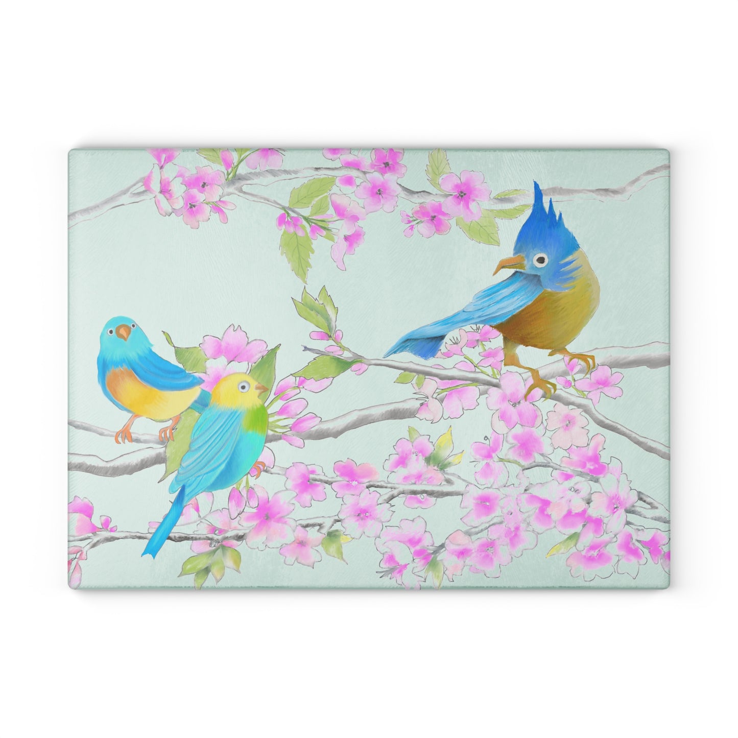 Cherry Chirp Glass Cutting Board