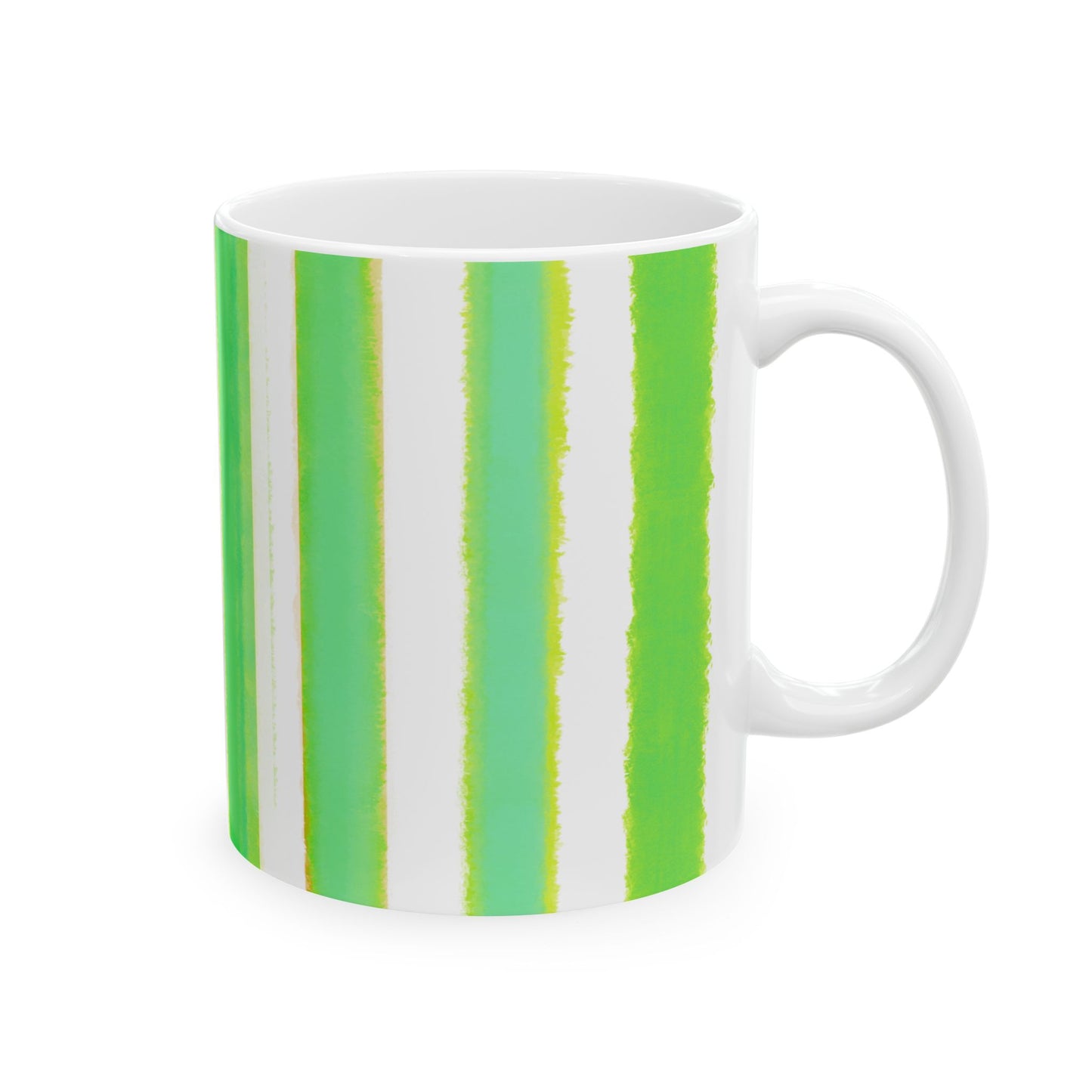 Watercolor Stripe Ceramic Mug in Dark Green (11oz)