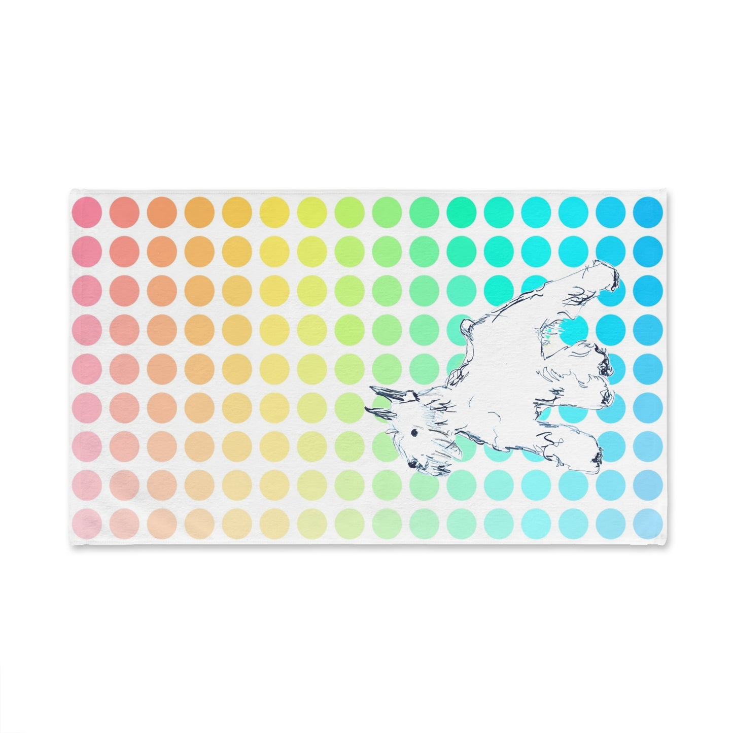 Dogi Fun Hand Towel, Schnauzer with Multi-Color Polka Dots
