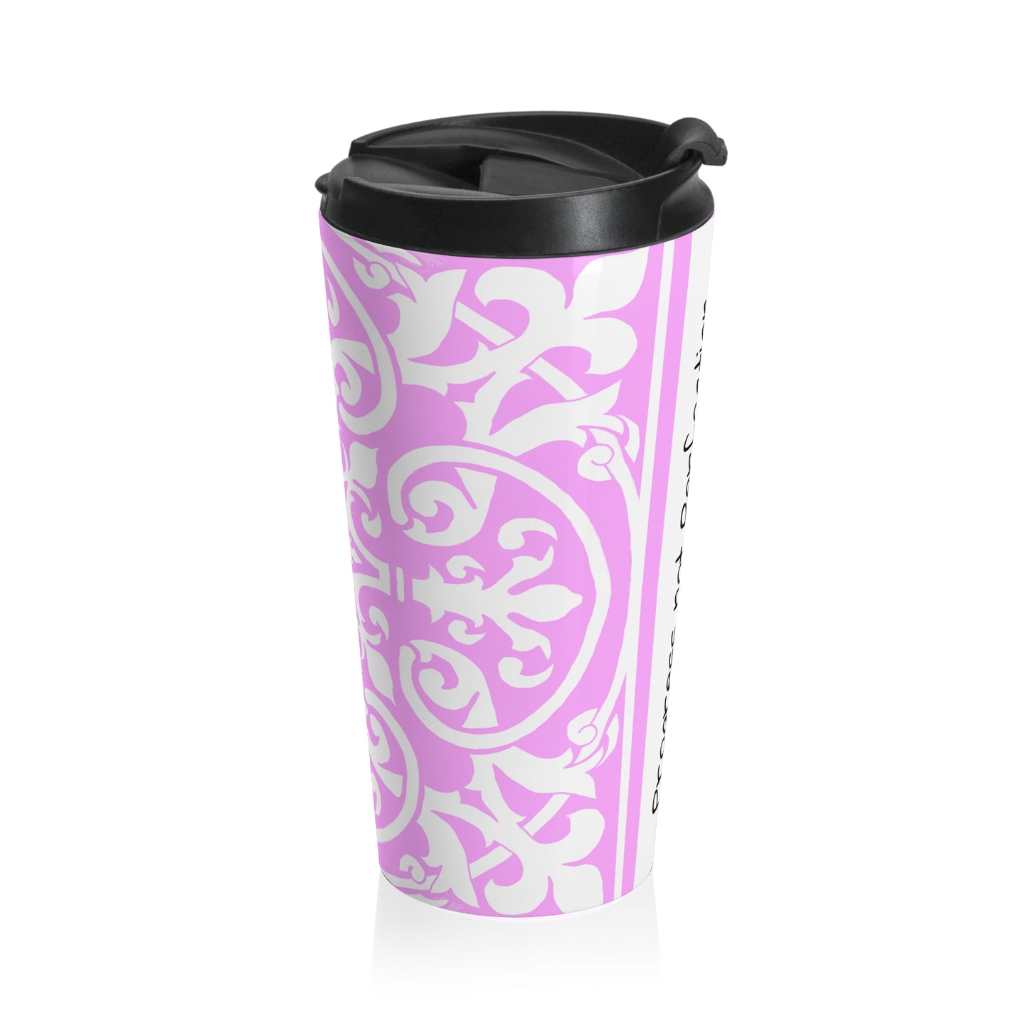 Scrollwork Stainless Steel Travel Mug "Progress not perfection"