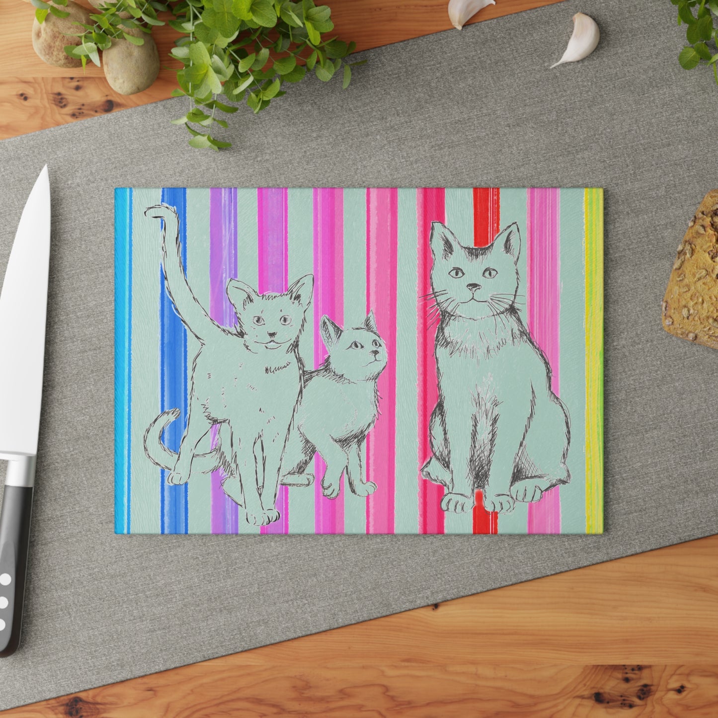 Kitty Fun Glass Cutting Board