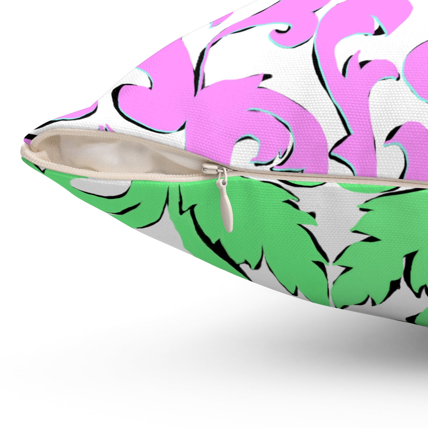 Scrollwork Polyester Square Pillow "Be Joyful..."