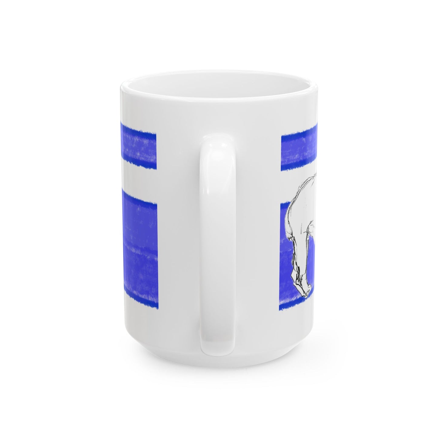 Mega Stripe Dogi Butterfly Flutter Ceramic Mug, (11oz, 15oz), Ultramarine Bulldog