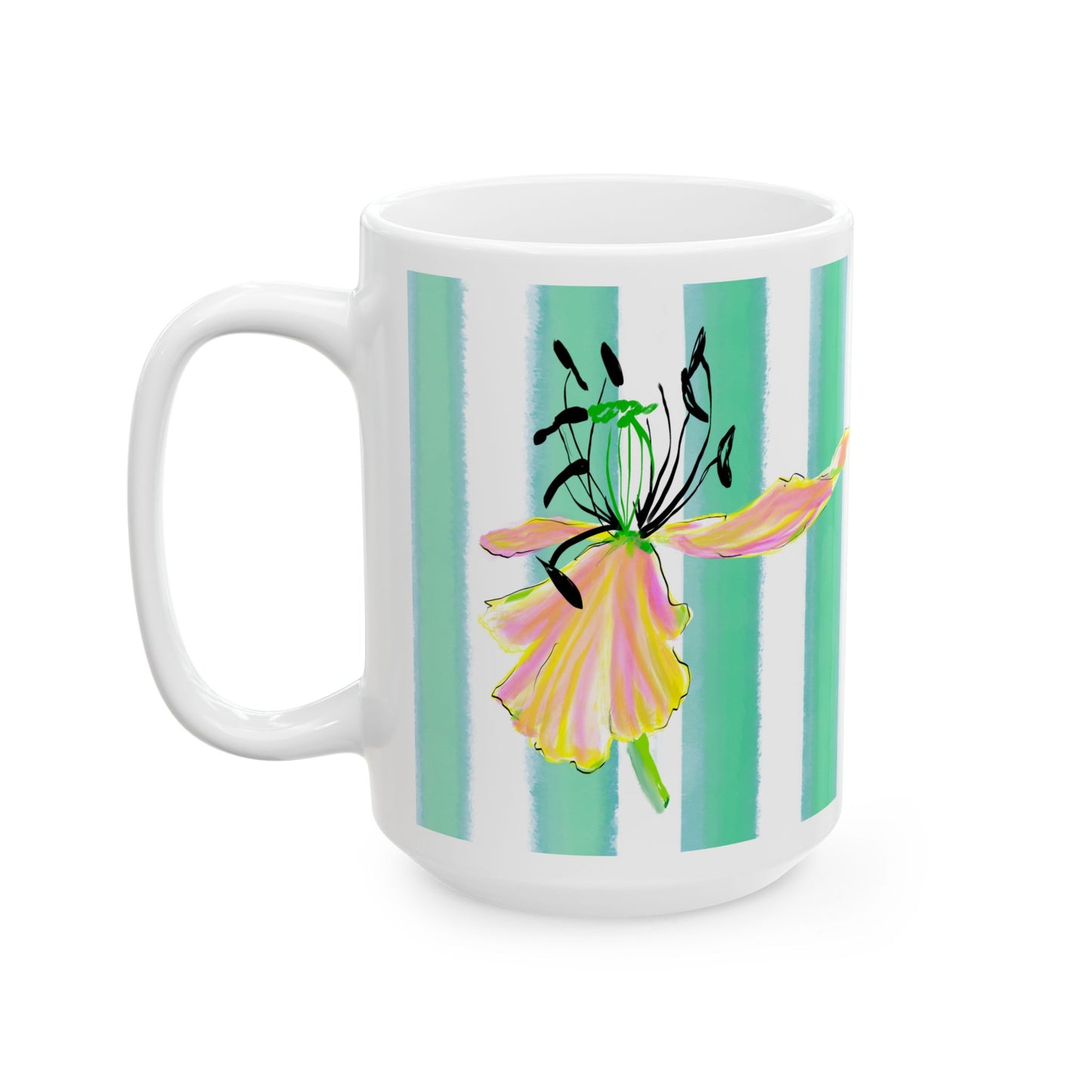 Dancing Tulips Mug Blue-Green Orange