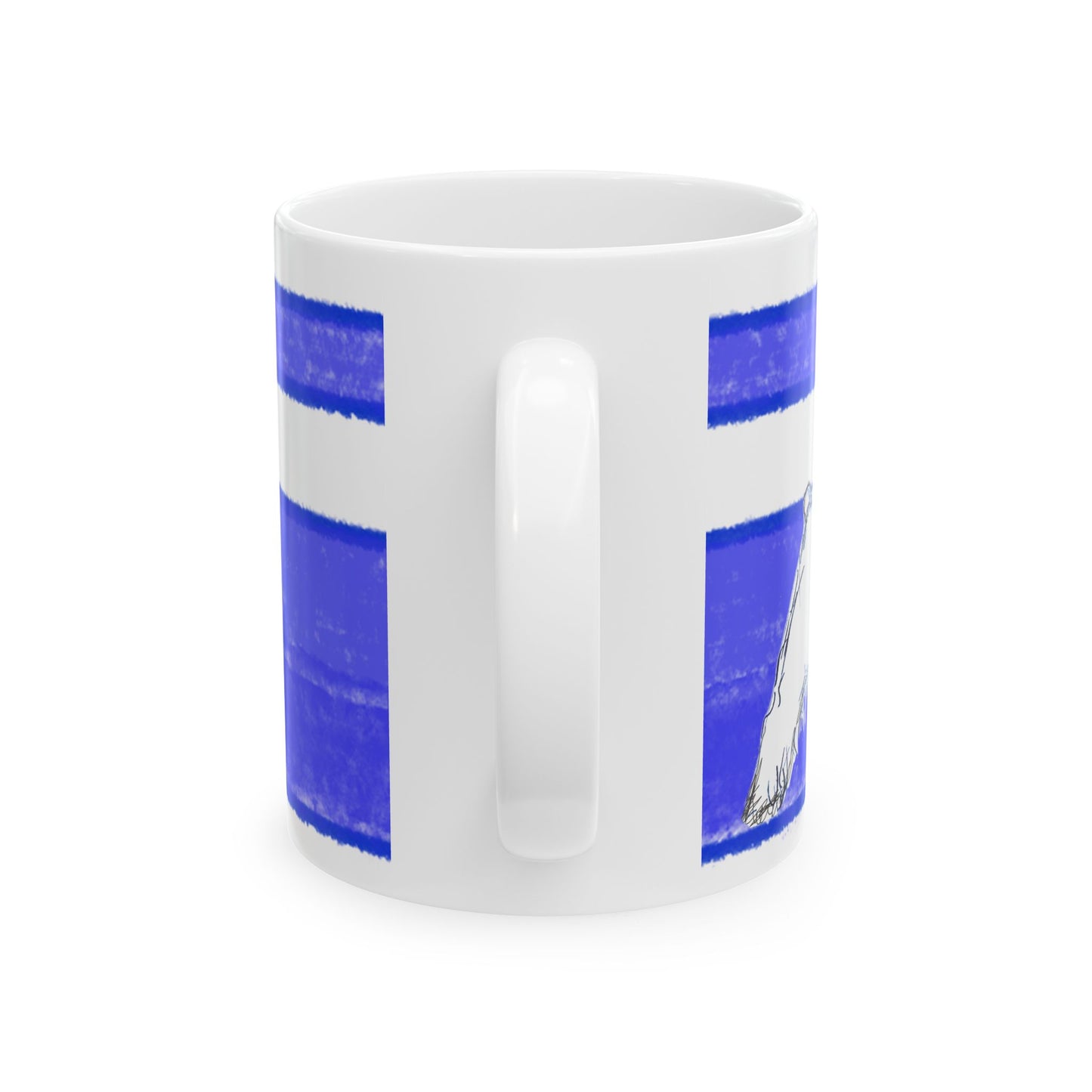 Mega Stripe Dogi Butterfly Flutter Ceramic Mug, (11oz,), Ultramarine Schnauzer