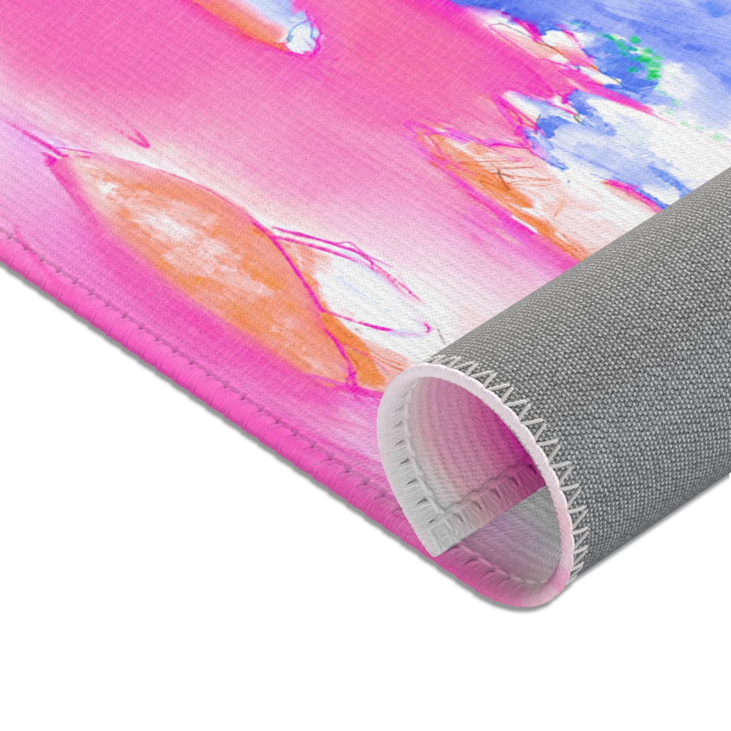 Joyful Landscapes Indoor Area Rug, Raspberry Pink and Green