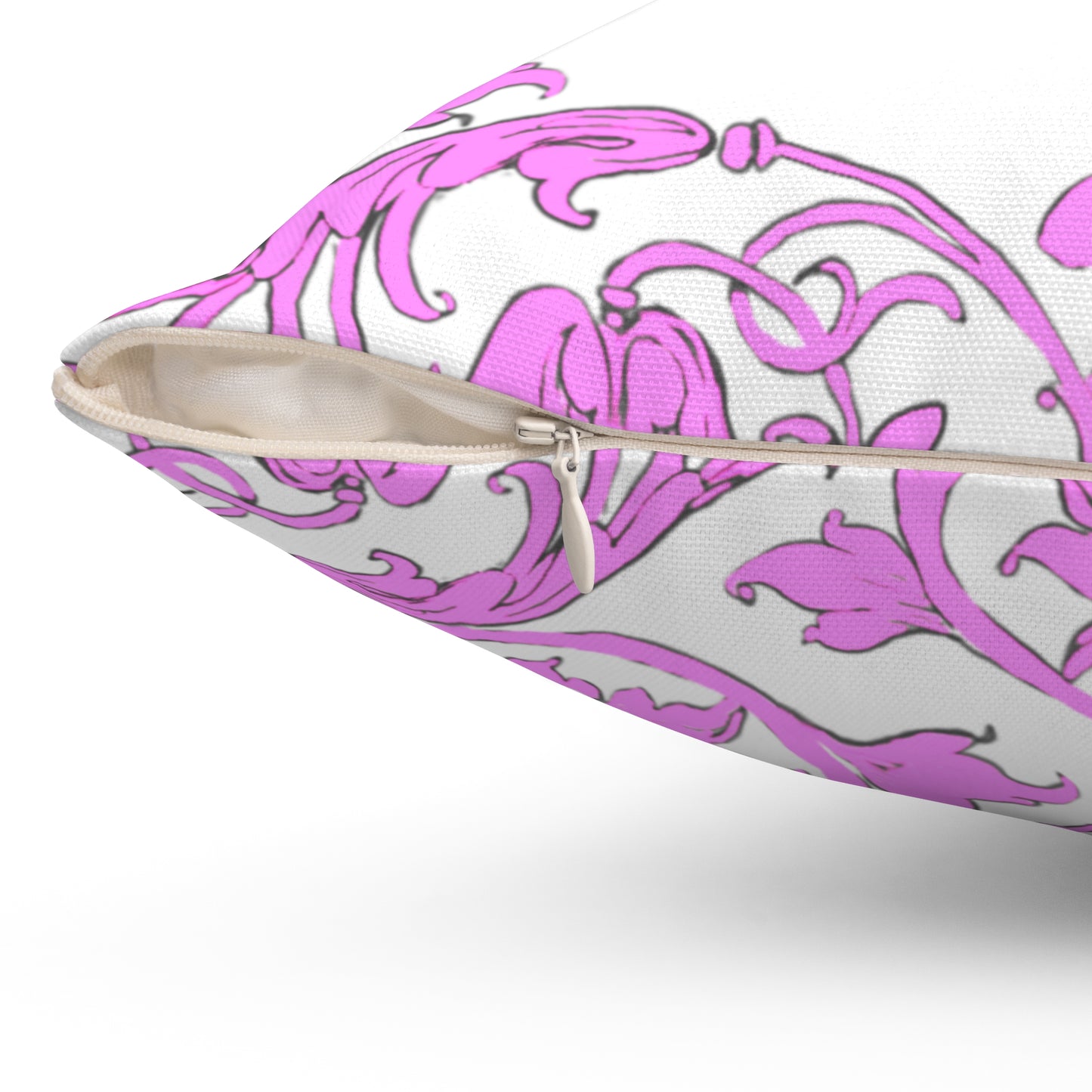 Scrollwork Polyester Square Pillow "Be Joyful..."