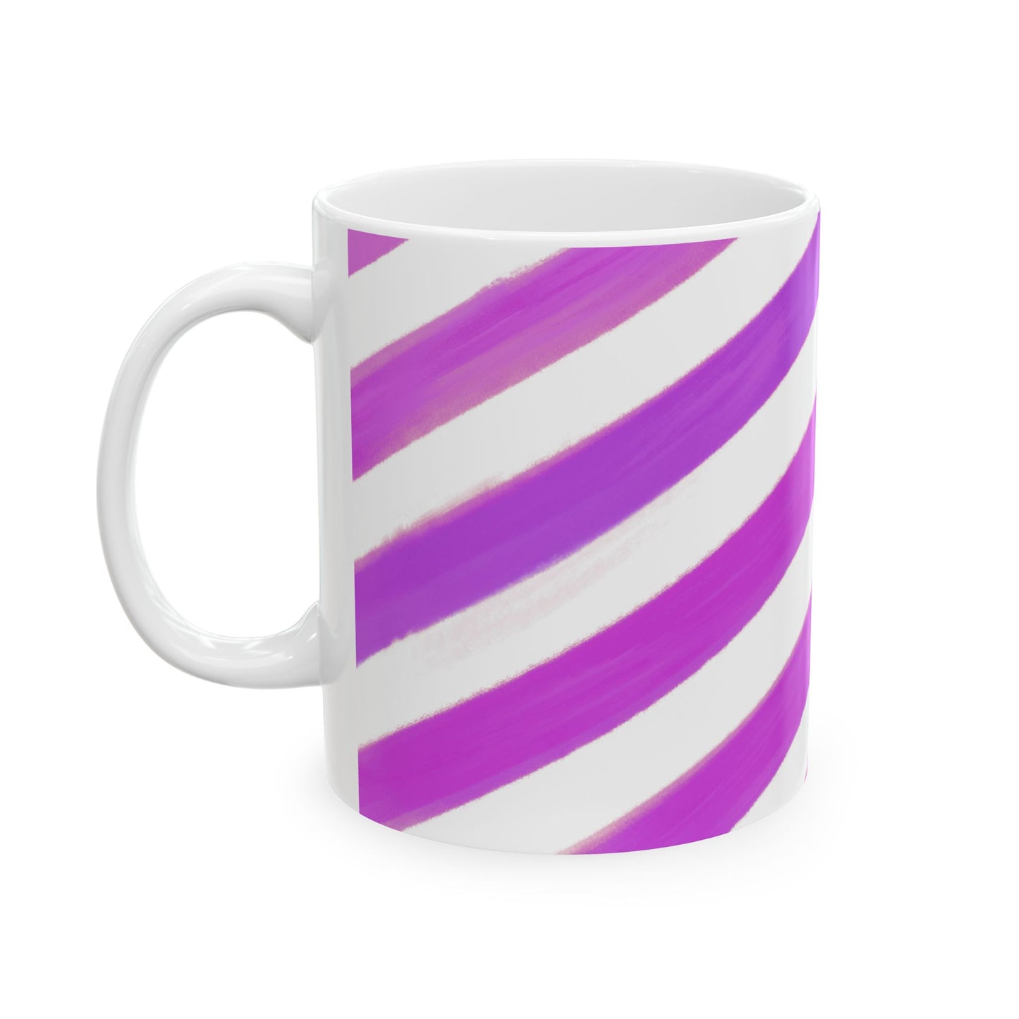 Diagonal Stripe Ceramic Mug in Rose Purple, 11oz