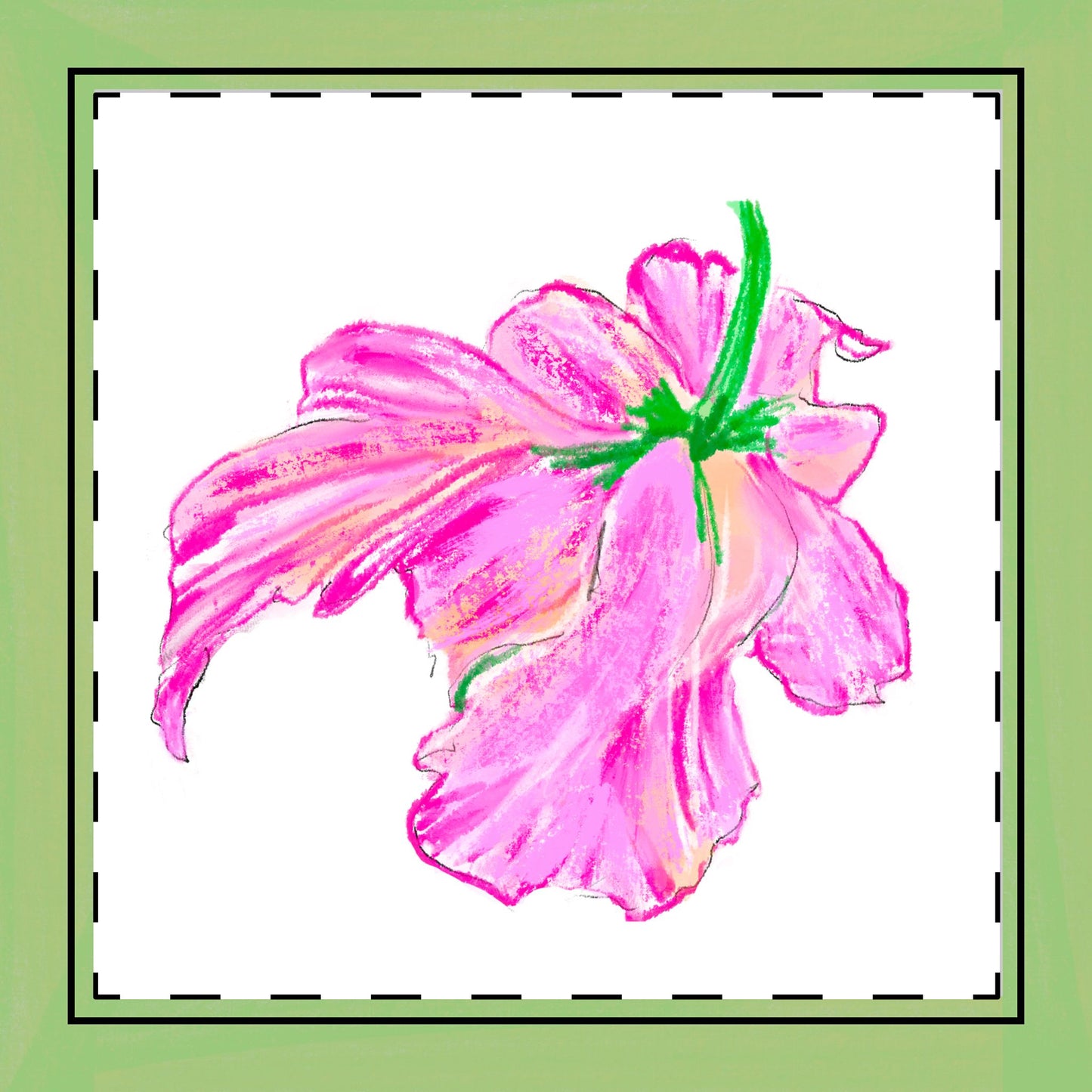 Tulip Love Poly Twill Napkin Spring Green border