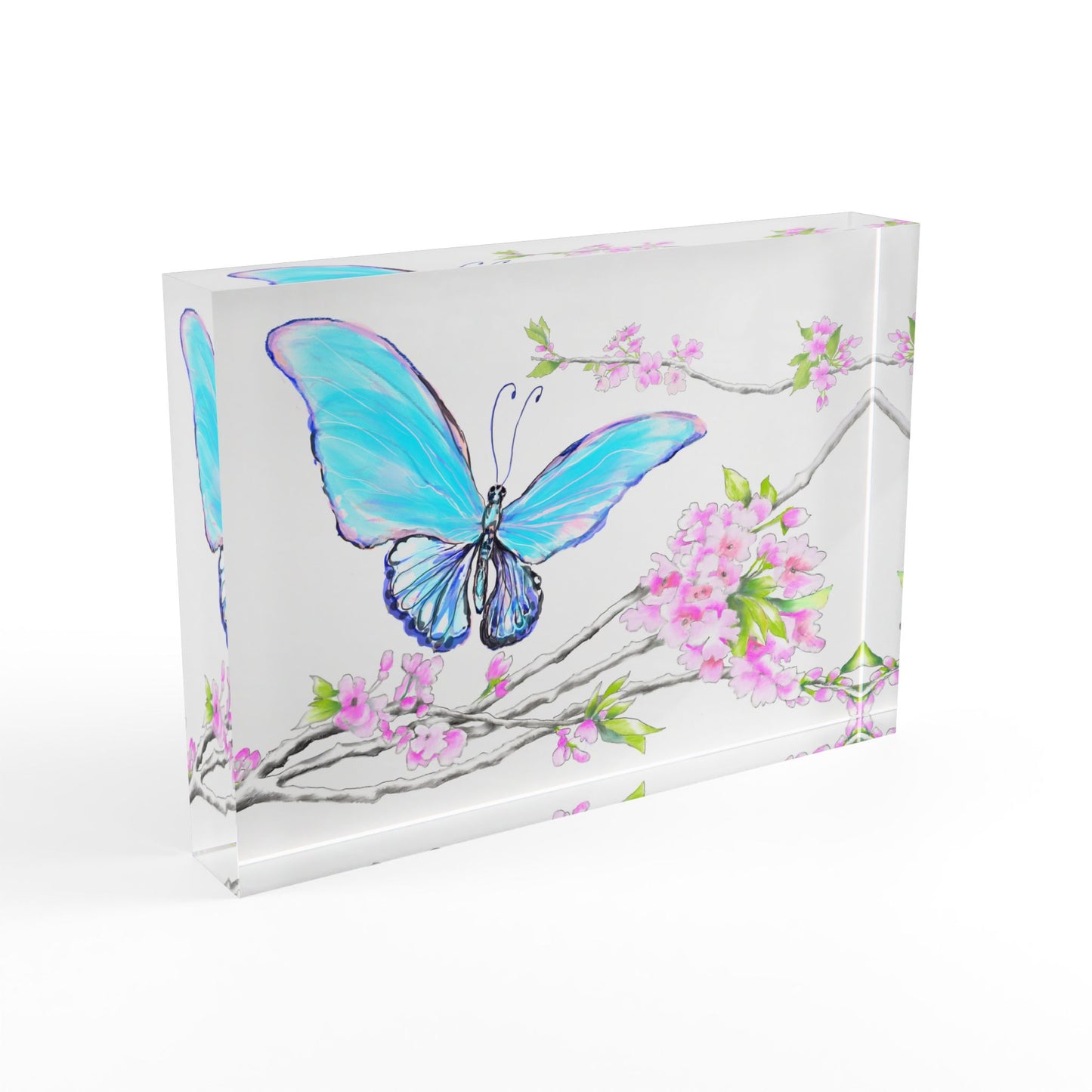 Blossom Whirl Acrylic Block Blue