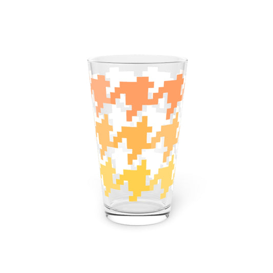 Houndstooth Fun in Orange,  Pint Glass, 16oz